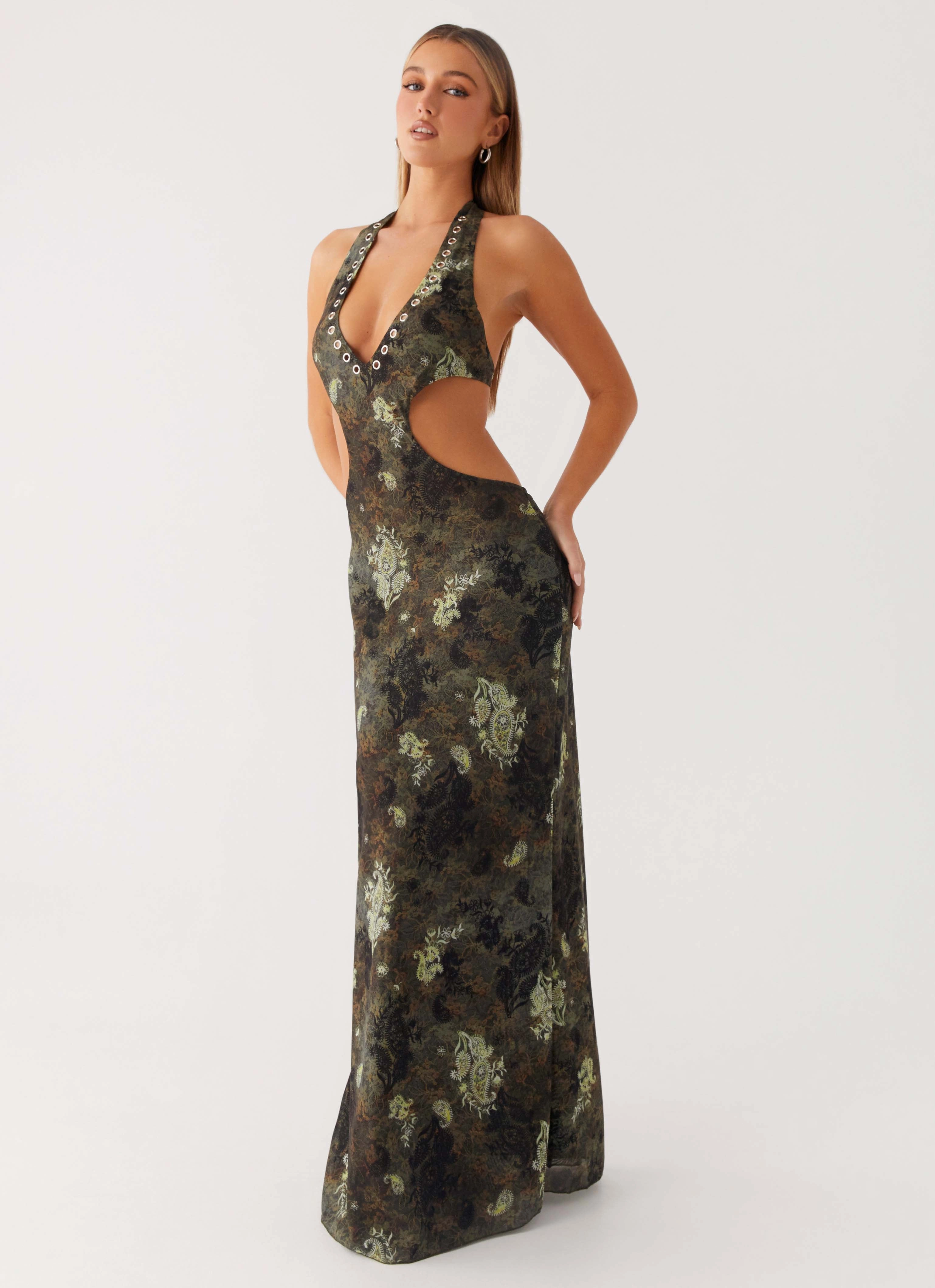 Indra Maxi Dress - Cyber Floral Warm Palette