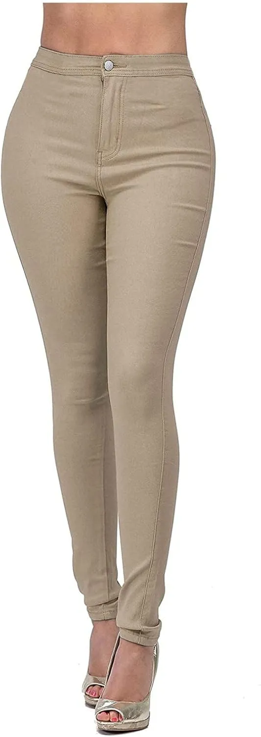 Colored Jeggings for Women Tummy Control High Waisted Stretch Pants Casual Skinny Pull On Jeans Leggings with Pockets