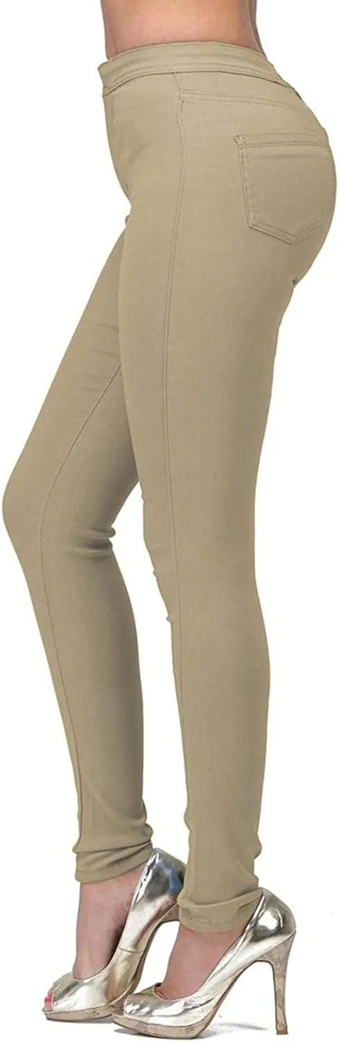 Colored Jeggings for Women Tummy Control High Waisted Stretch Pants Casual Skinny Pull On Jeans Leggings with Pockets
