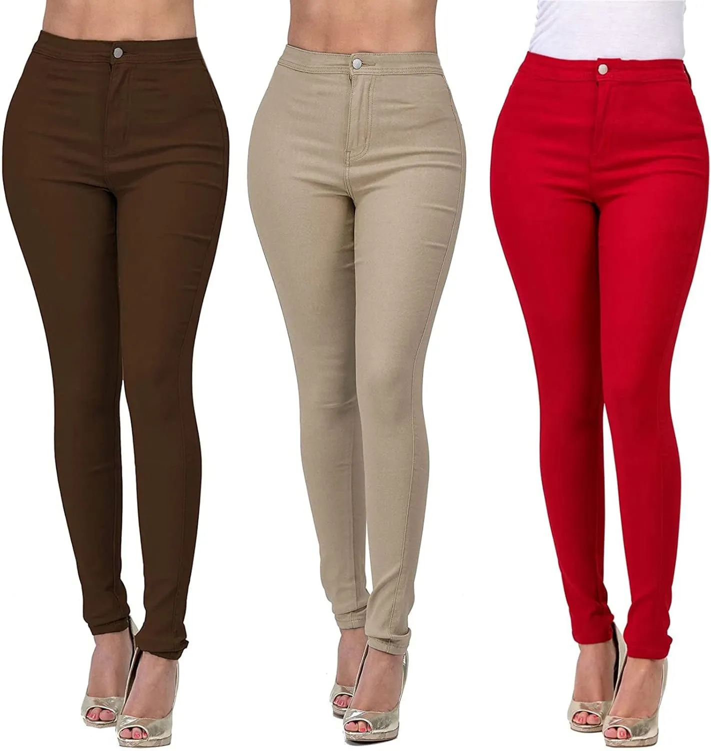 Colored Jeggings for Women Tummy Control High Waisted Stretch Pants Casual Skinny Pull On Jeans Leggings with Pockets