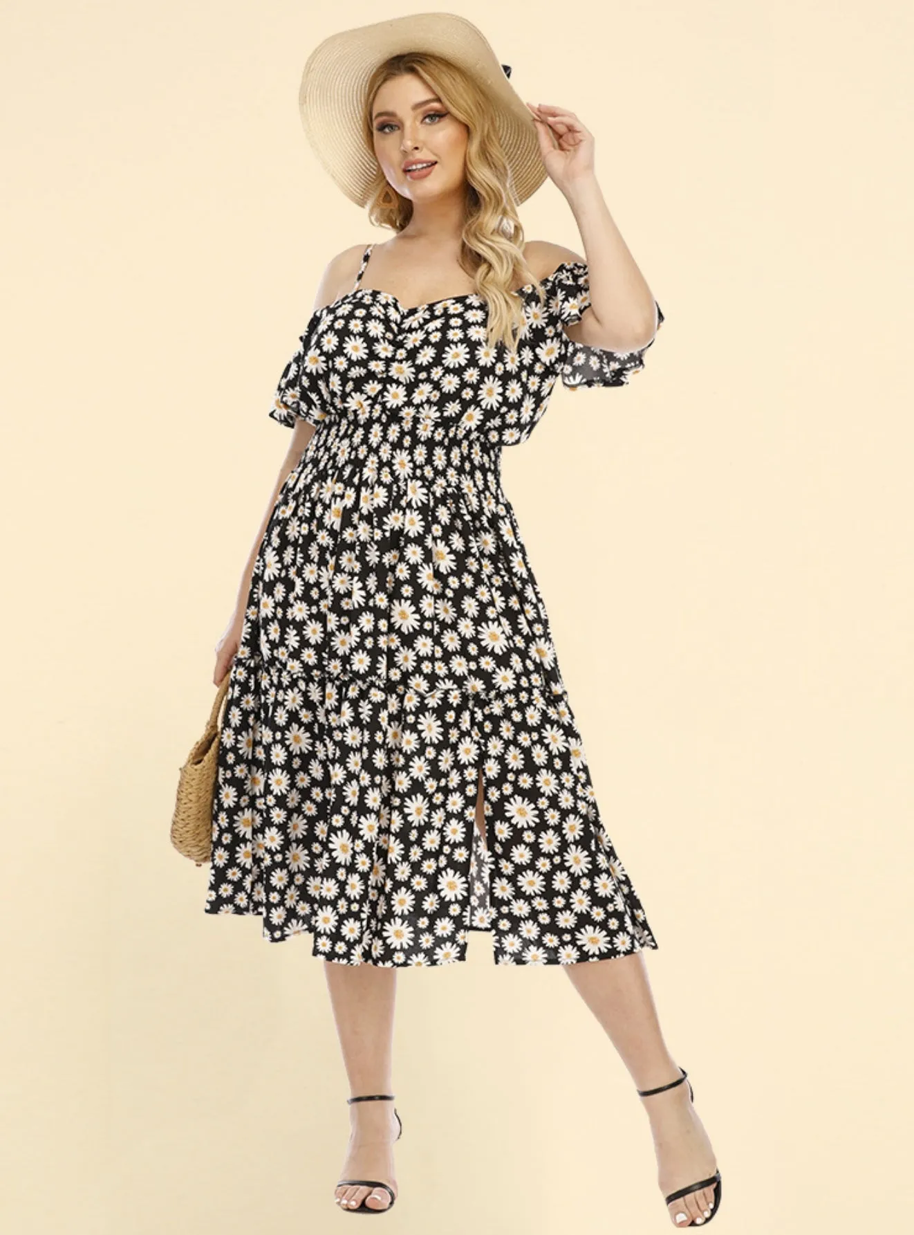 Colored Suspender Waist Loose Dress