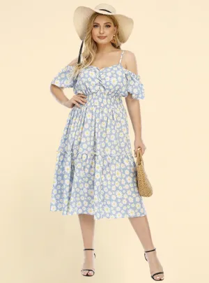 Colored Suspender Waist Loose Dress