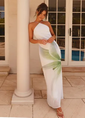 Adjustable Cuffs Blossom Hearts Maxi Dress - Dahlia Ash