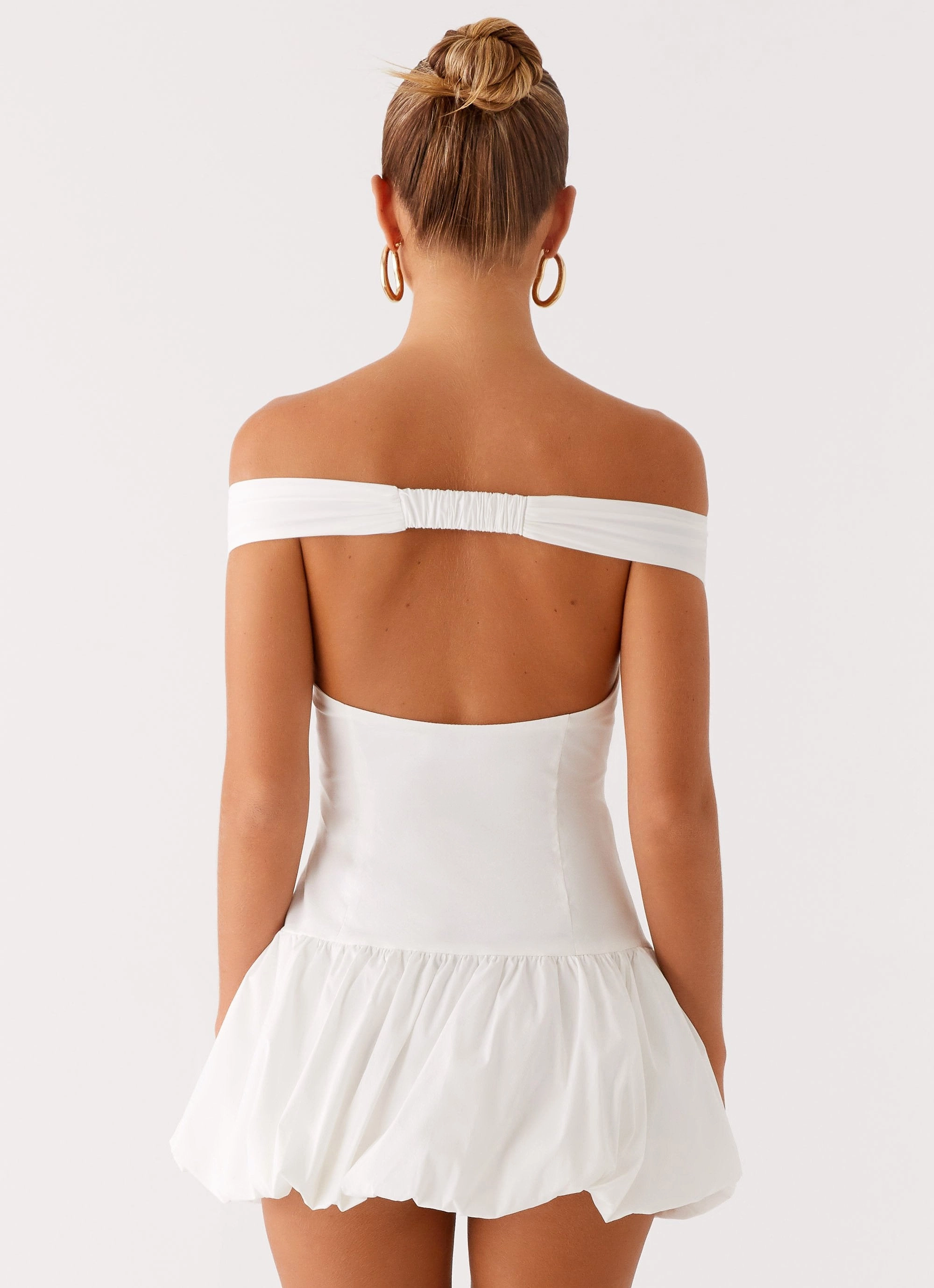 Endless Romance Off Shoulder Mini Dress - White Breathable Style
