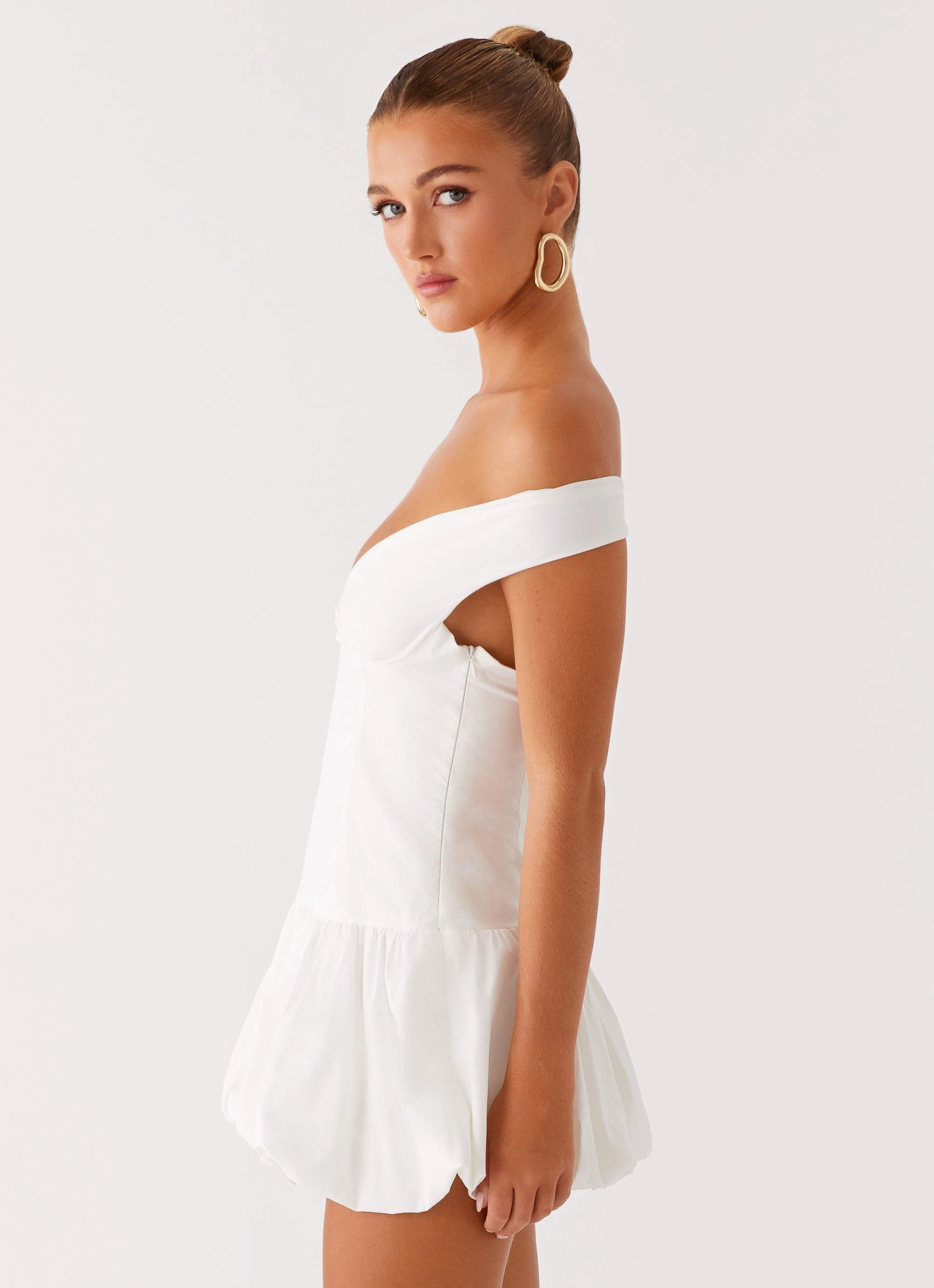 Cool Look Tailored Piece Endless Romance Off Shoulder Mini Dress - White