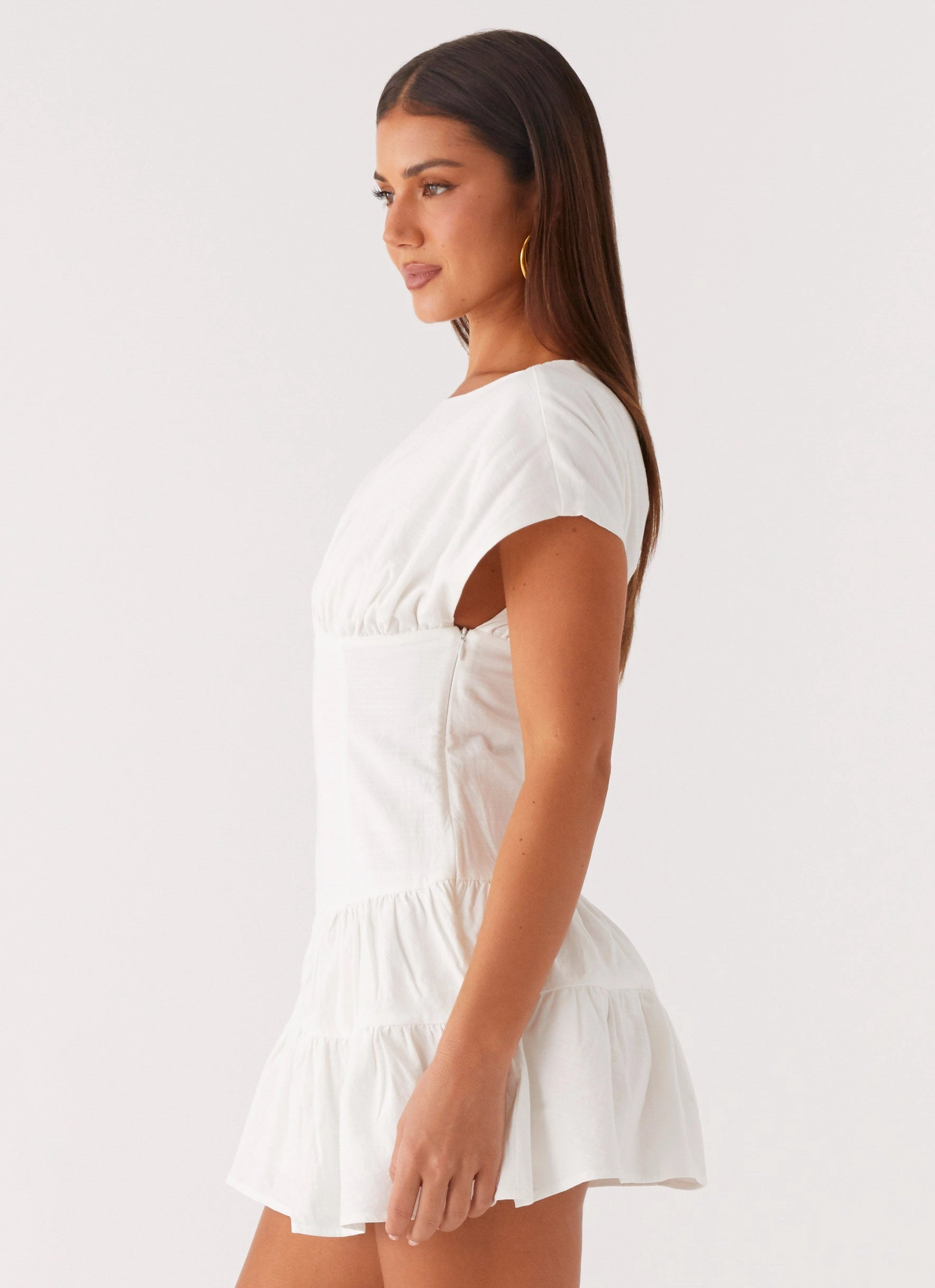 Sustainable-Lining Refined fit Ember Haze Boat Neck Mini Dress - Off White