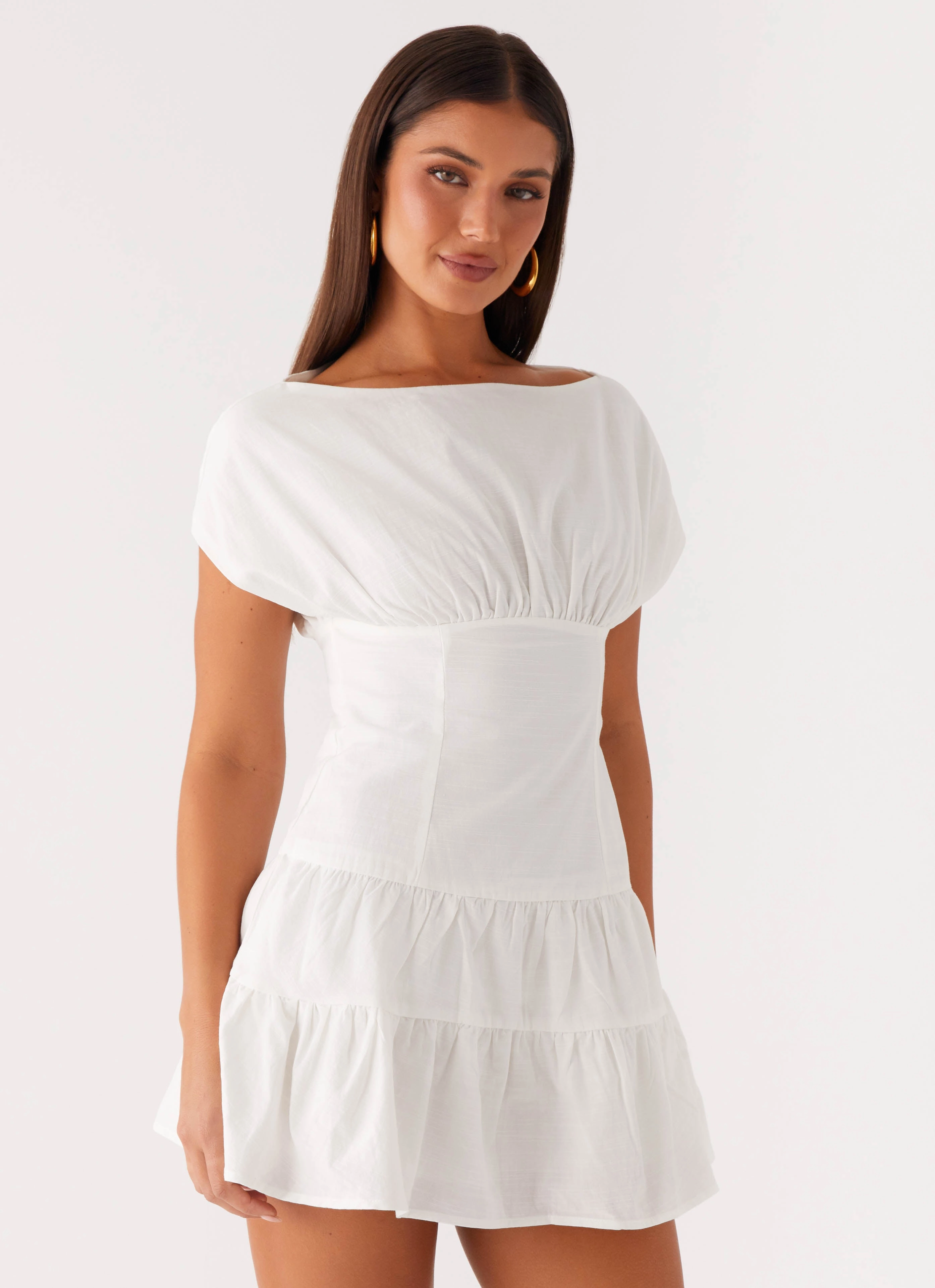 Day To Night Ember Haze Boat Neck Mini Dress - Off White