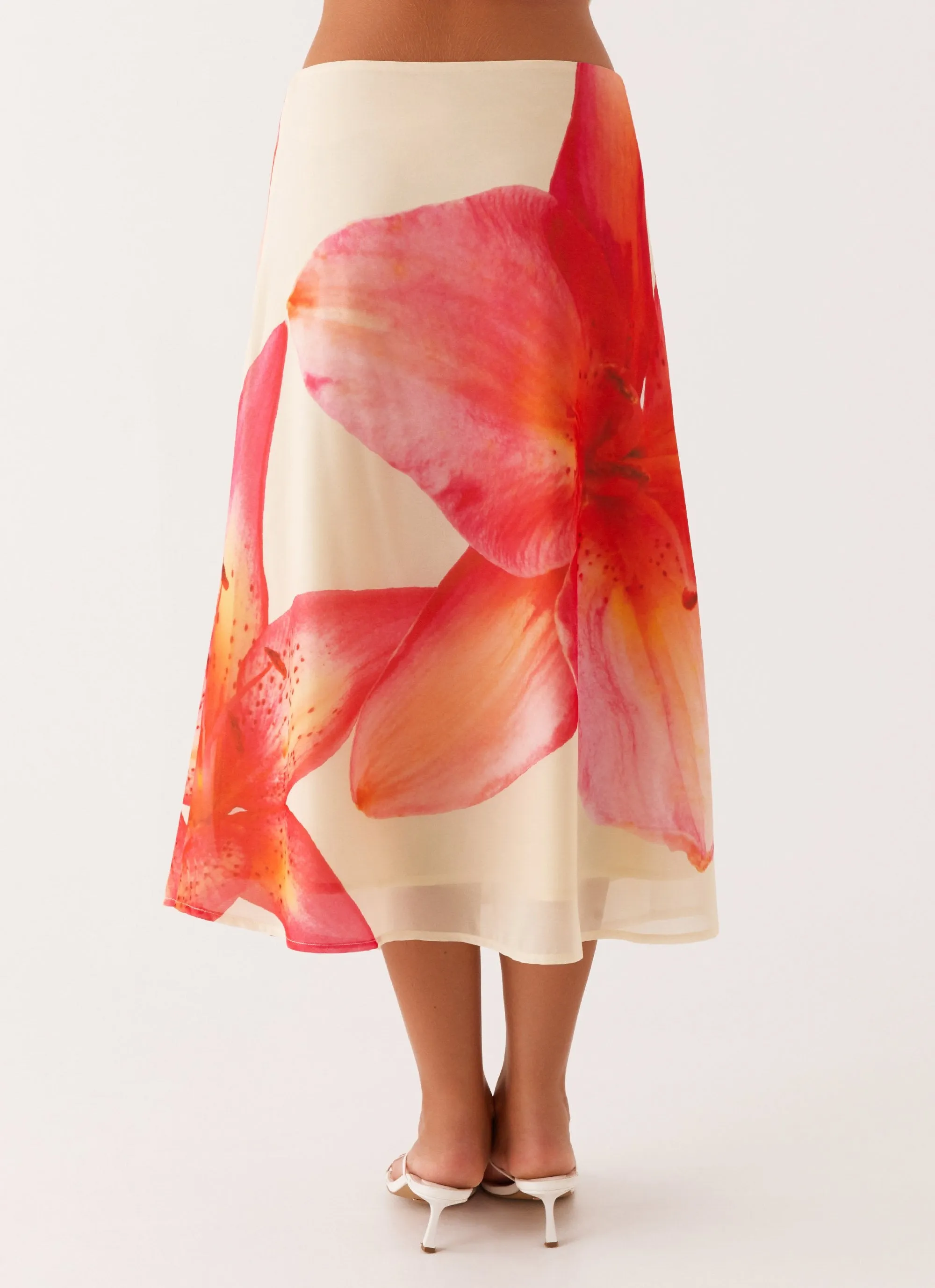 Sophisticated Mood Summertime Midi Skirt - Yellow Floral