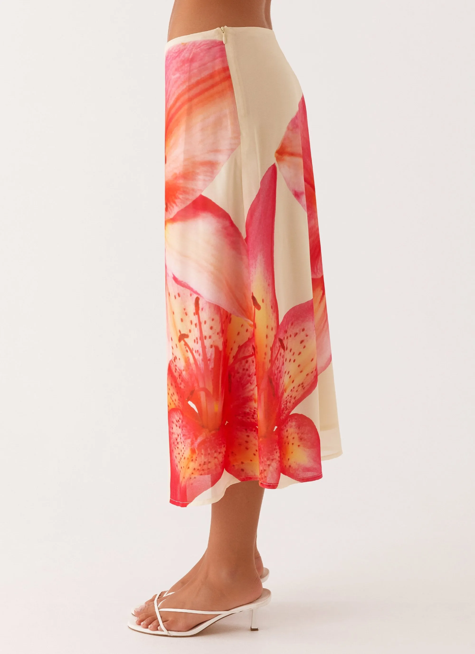 Neat Finish Summertime Midi Skirt - Yellow Floral