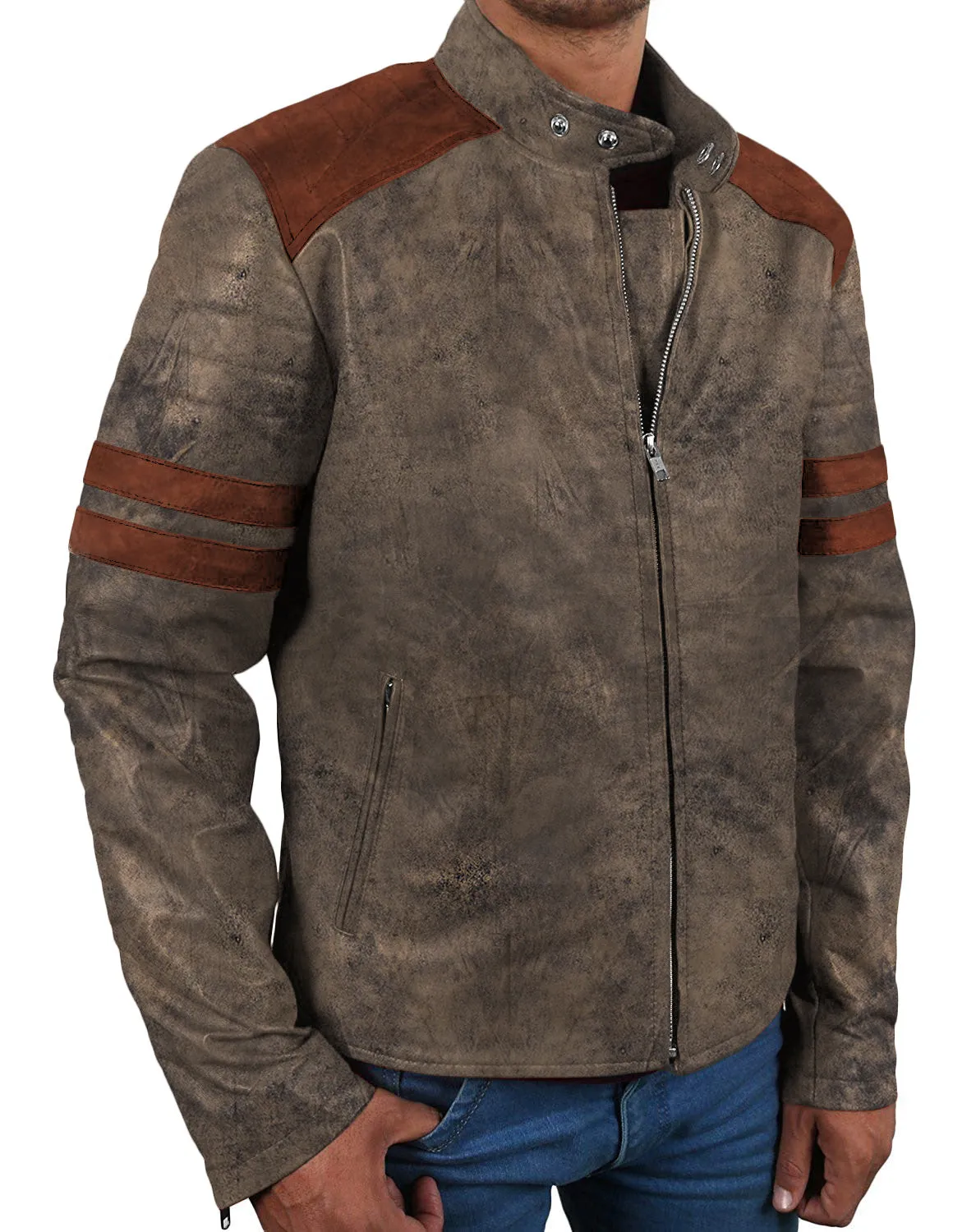 Cometix Navy Blue Biker Leather Jacket