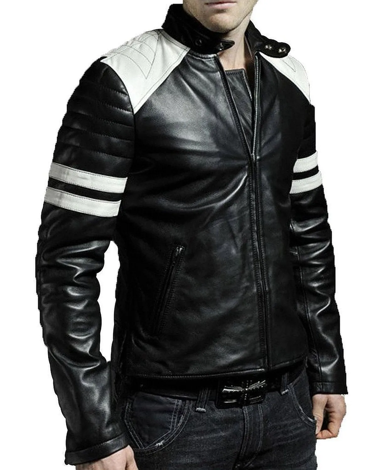 Cometix Navy Blue Biker Leather Jacket
