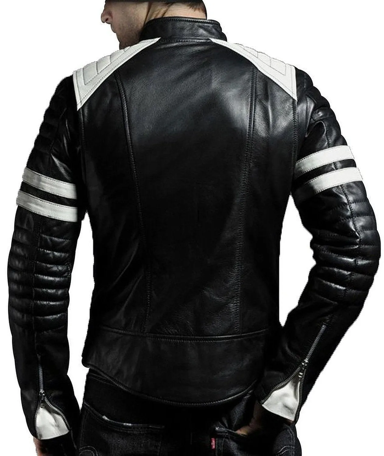 Cometix Navy Blue Biker Leather Jacket
