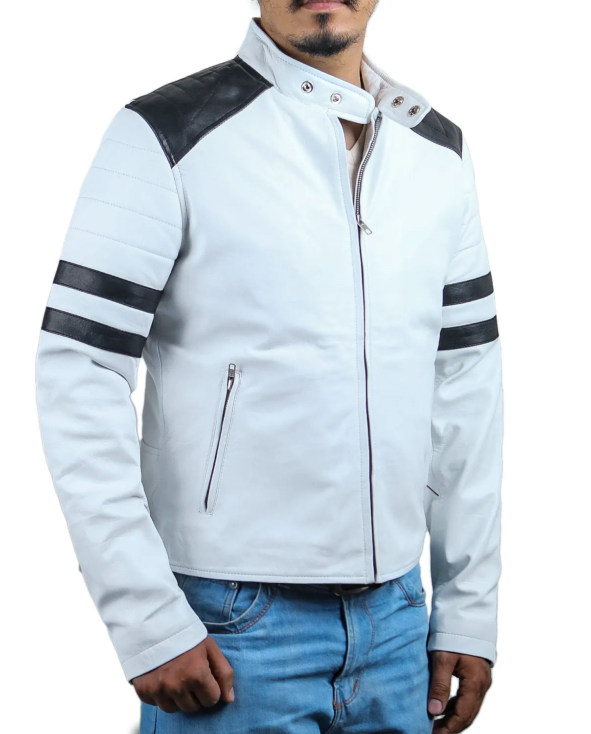 Cometix Navy Blue Biker Leather Jacket