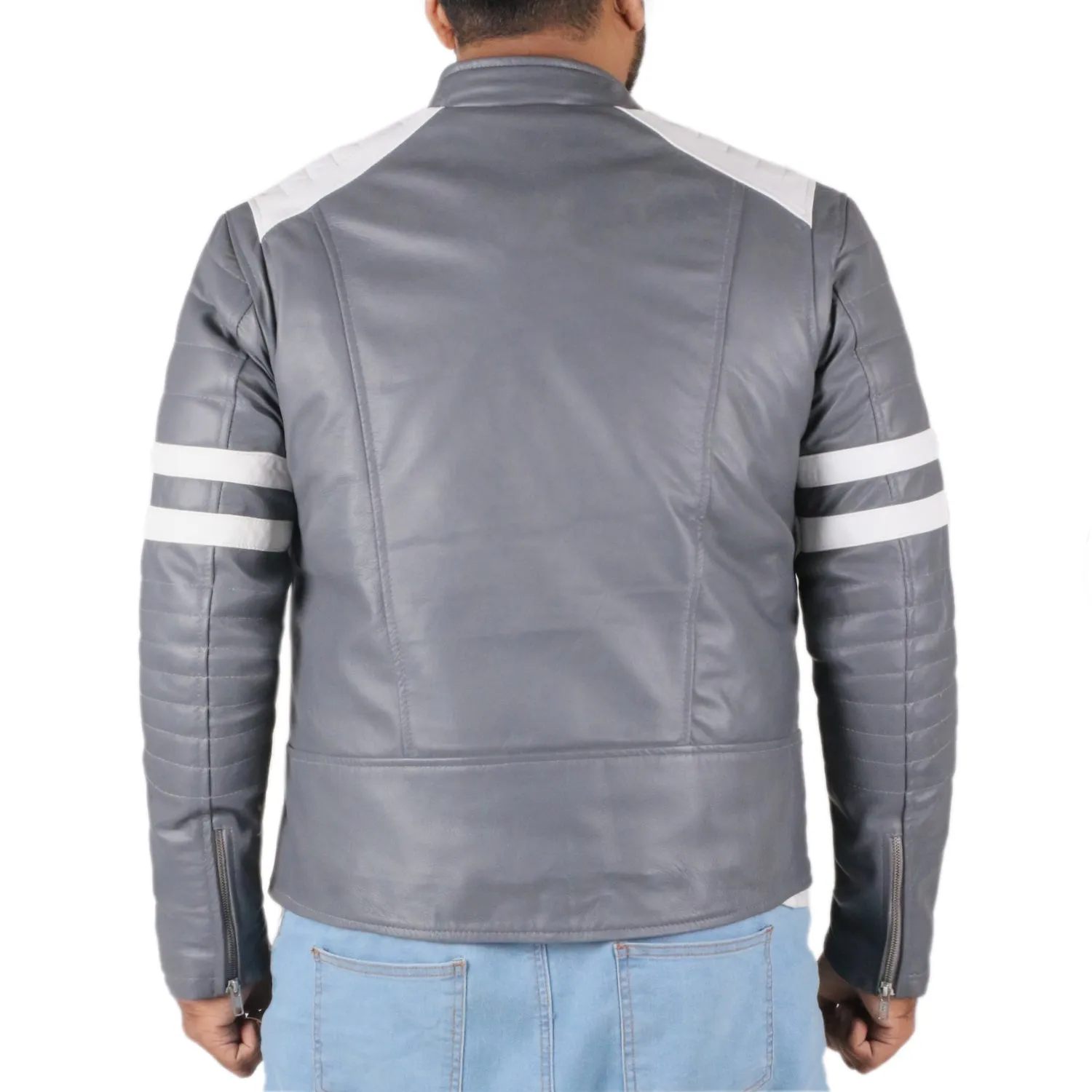 Cometix Navy Blue Biker Leather Jacket