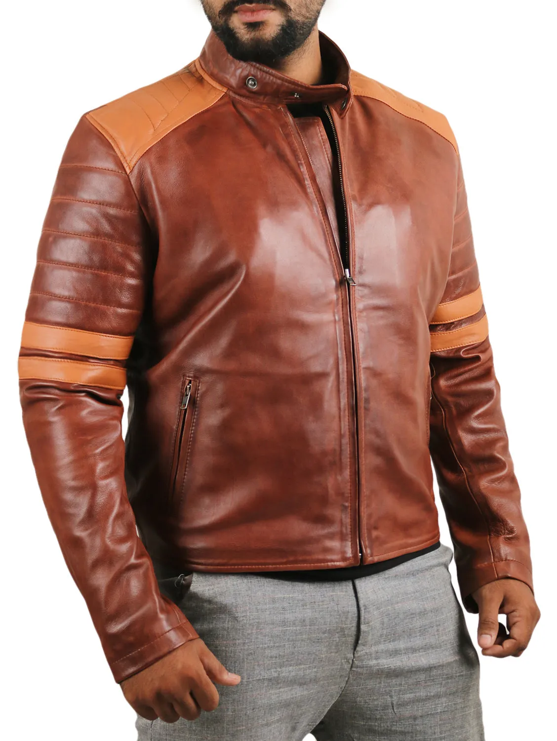 Cometix Navy Blue Biker Leather Jacket