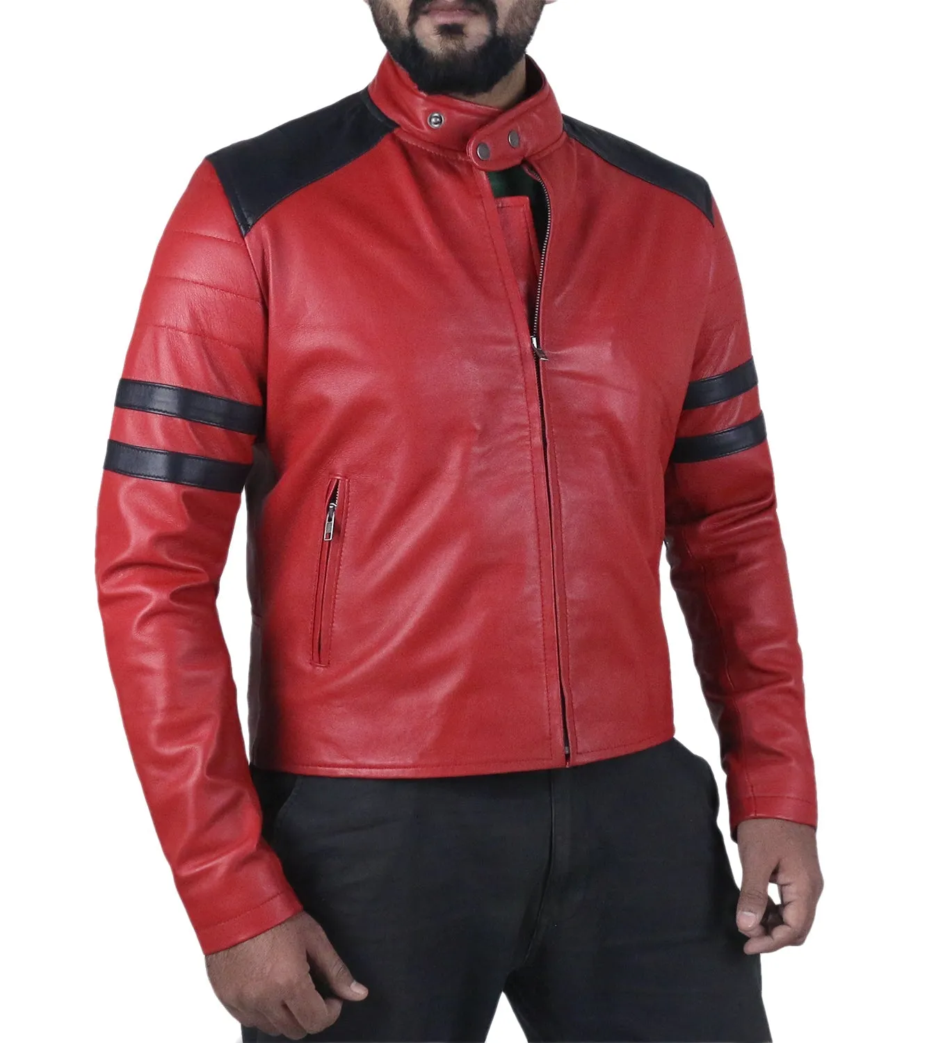 Cometix Navy Blue Biker Leather Jacket