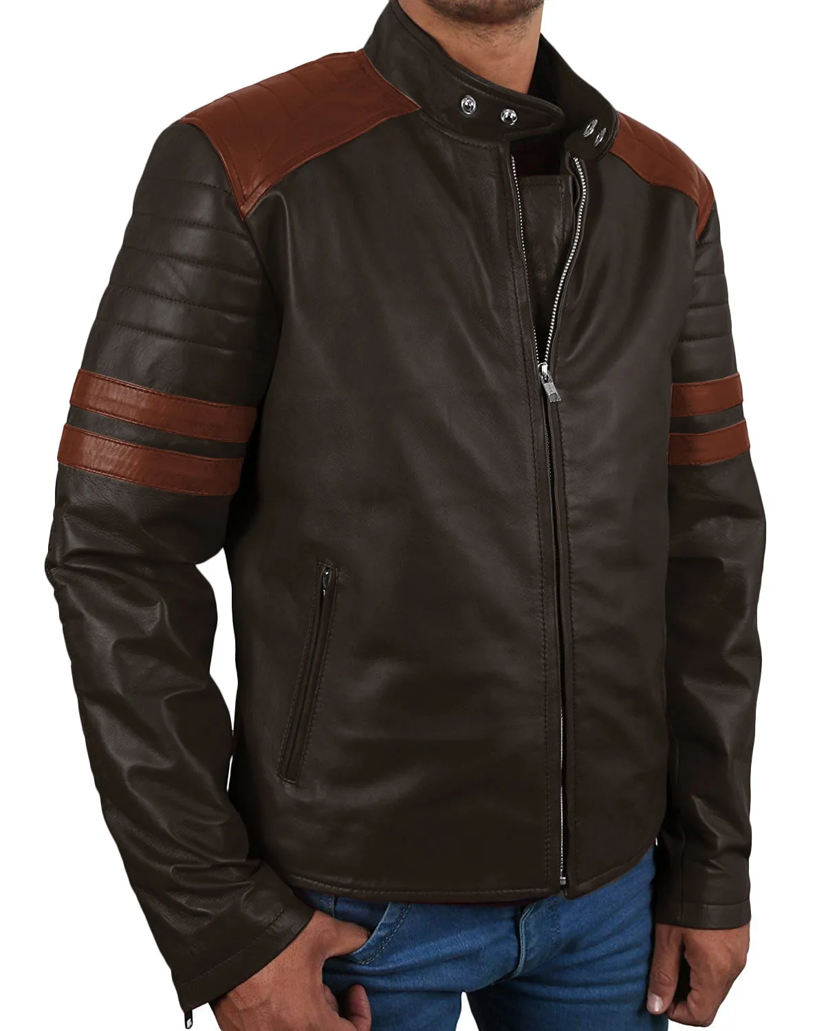 Cometix Navy Blue Biker Leather Jacket