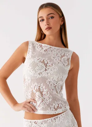Layered Collar Structure Virelle Lace Top - Ivory