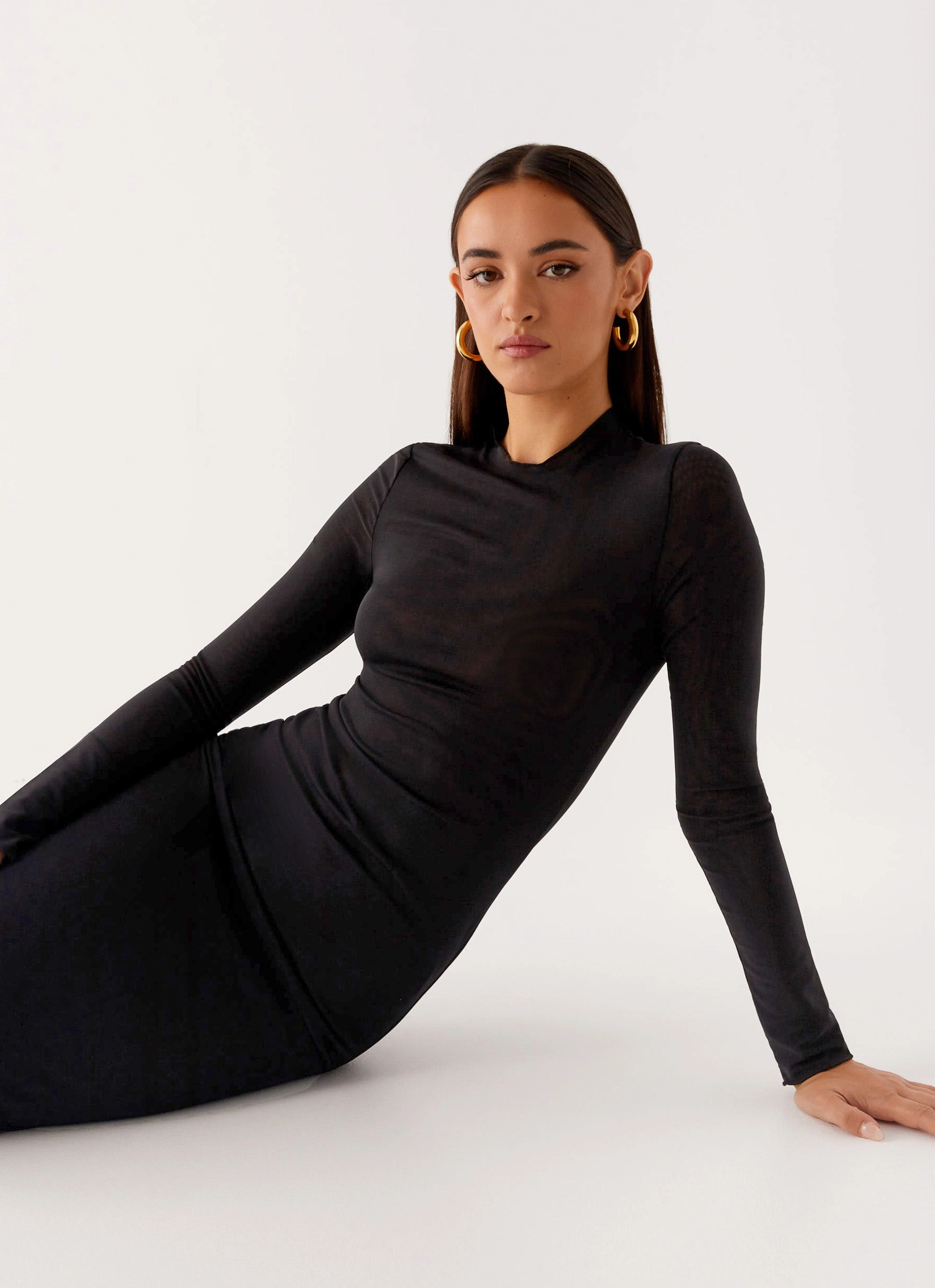 Cotton Touch Flattering Waist Kamora Maxi Dress - Black