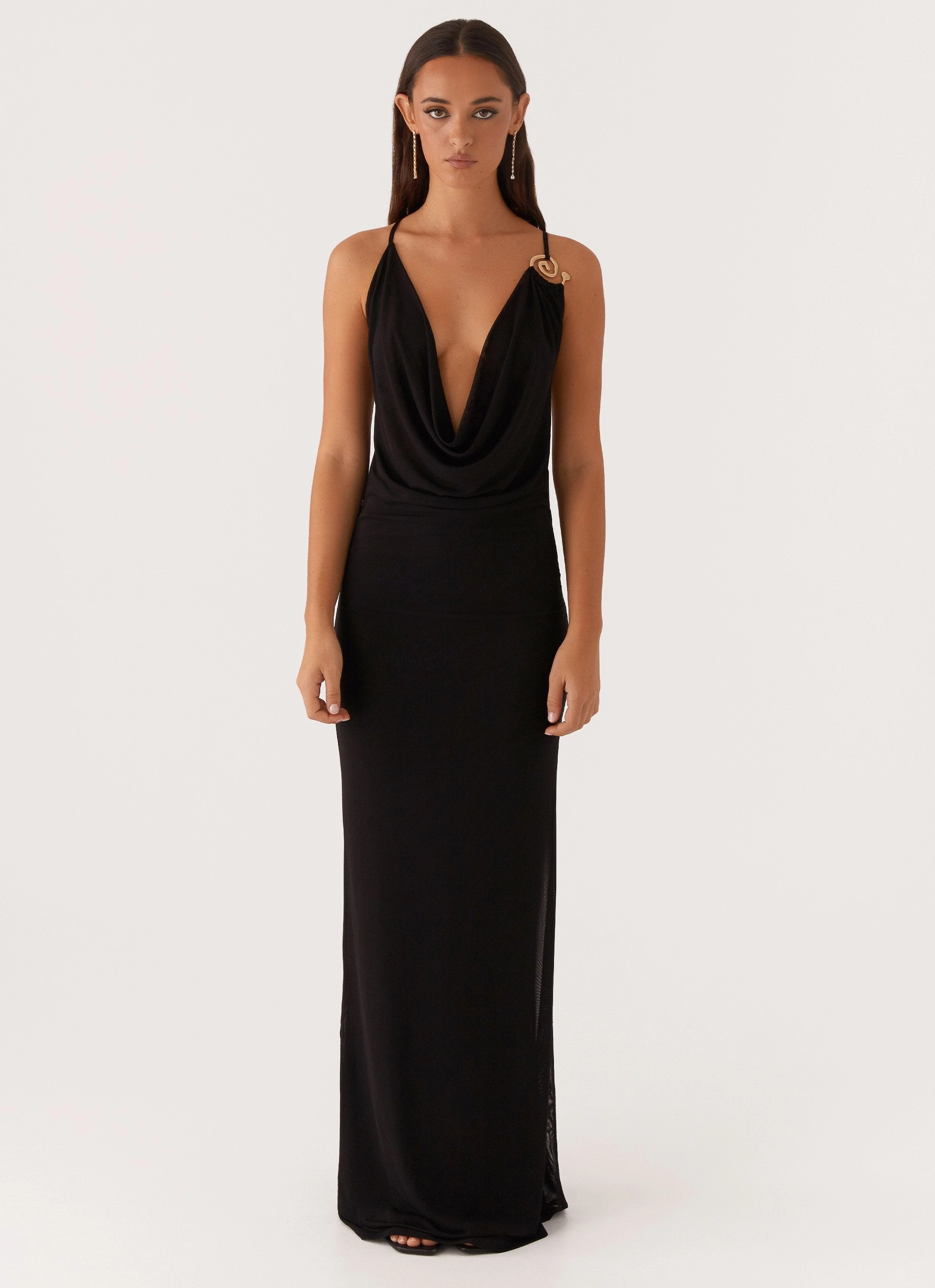 Back Detail Game Player Maxi Dress - Black