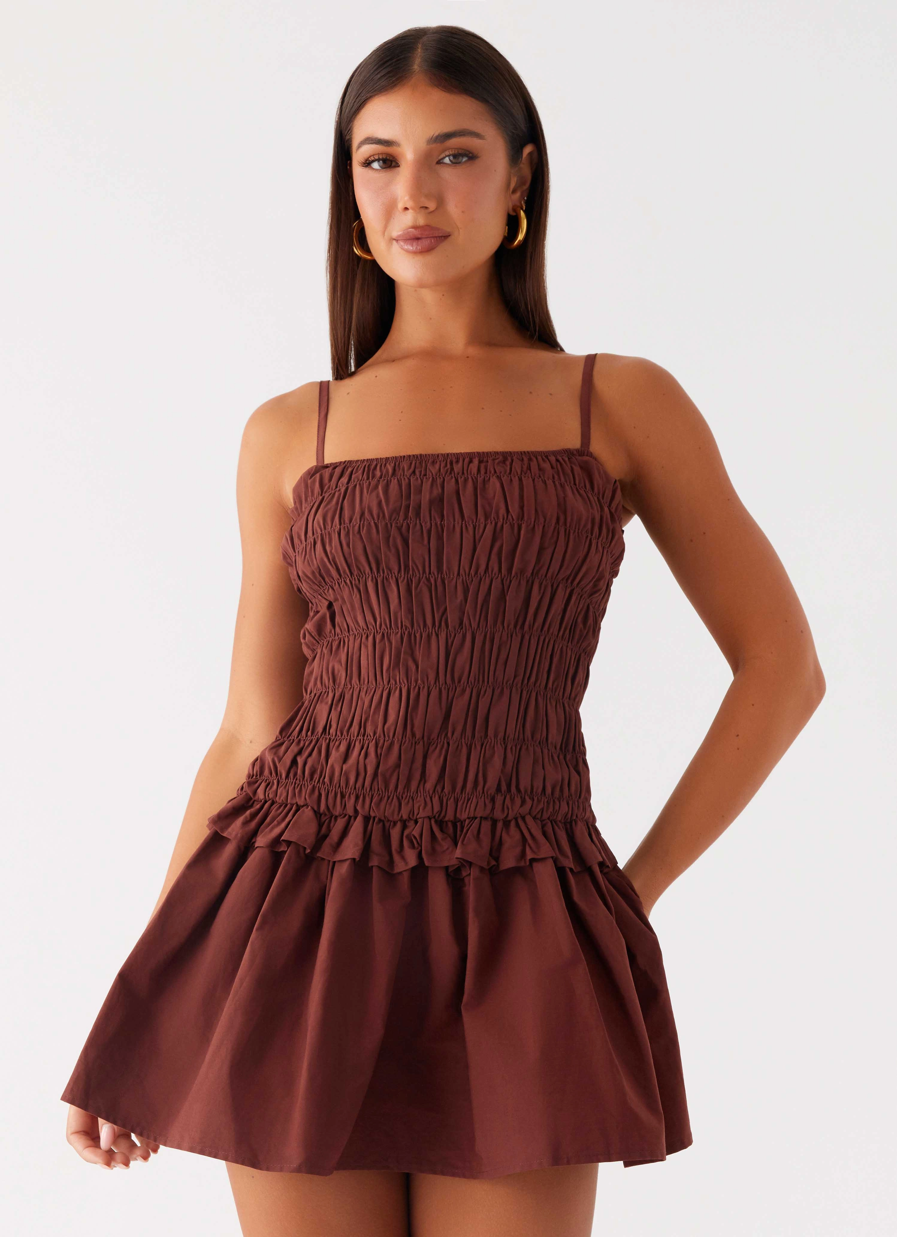 luxe feel Jaxi Mini Dress - Chocolate