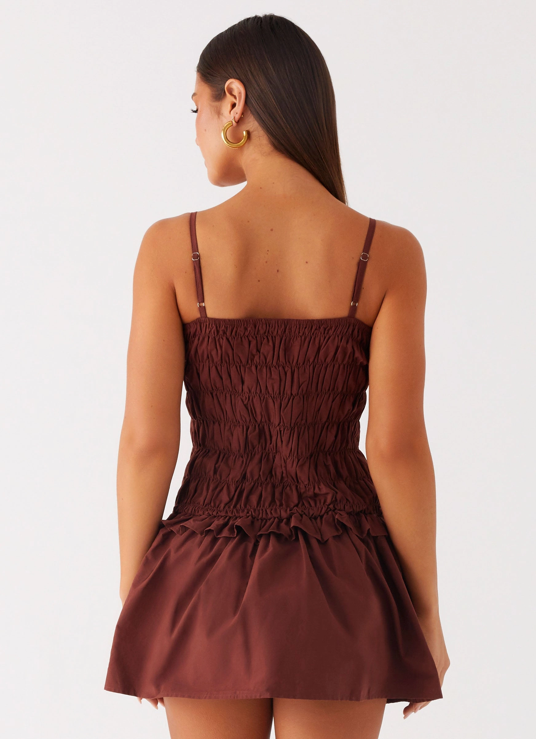 Jaxi Mini Dress - Chocolate Wrinkle-Resistant Cotton Touch