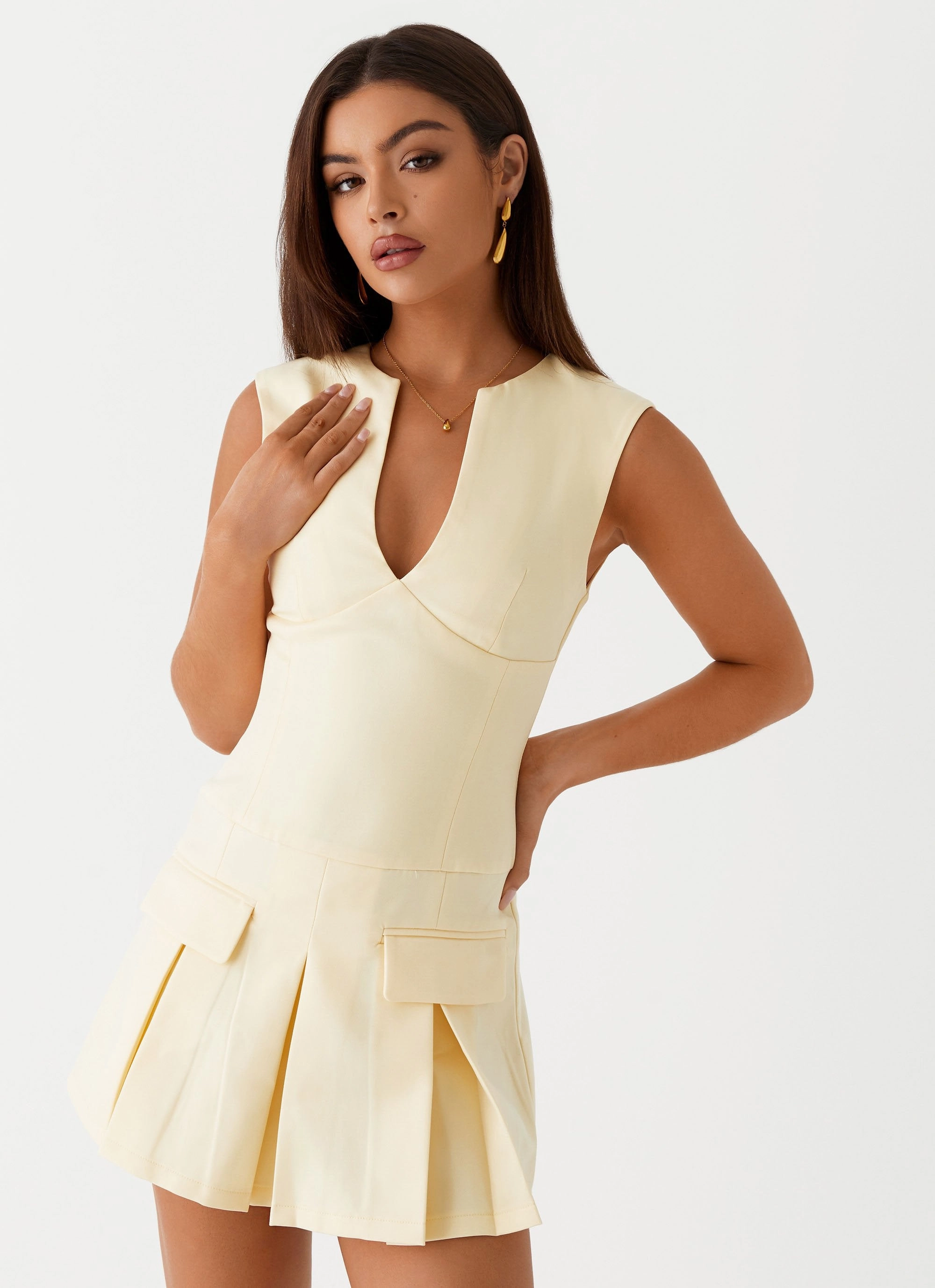 Fitted Design Balanced Look Cassia Mini Dress - Yellow