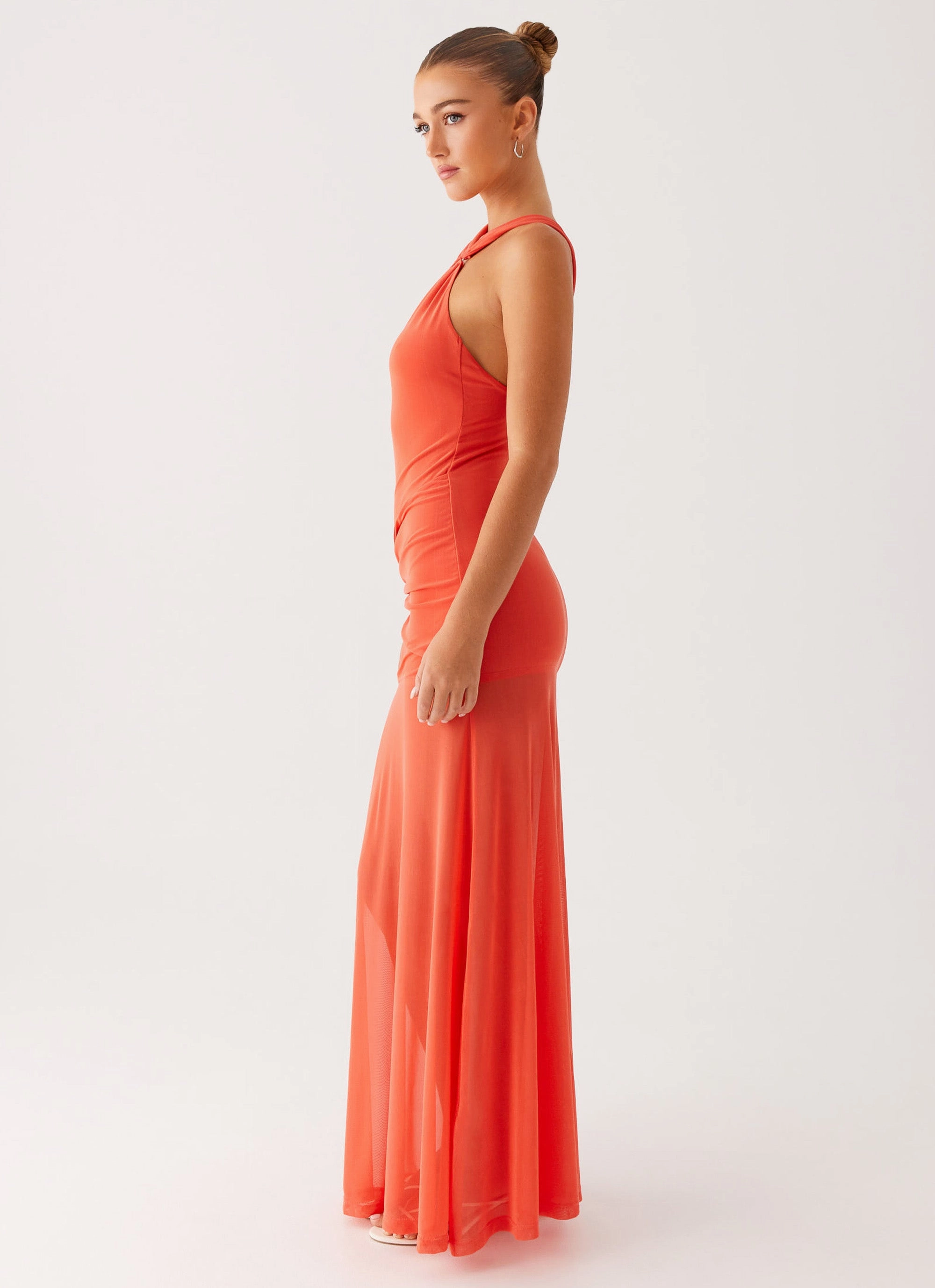High-Neck Kavala Maxi Dress - Coral