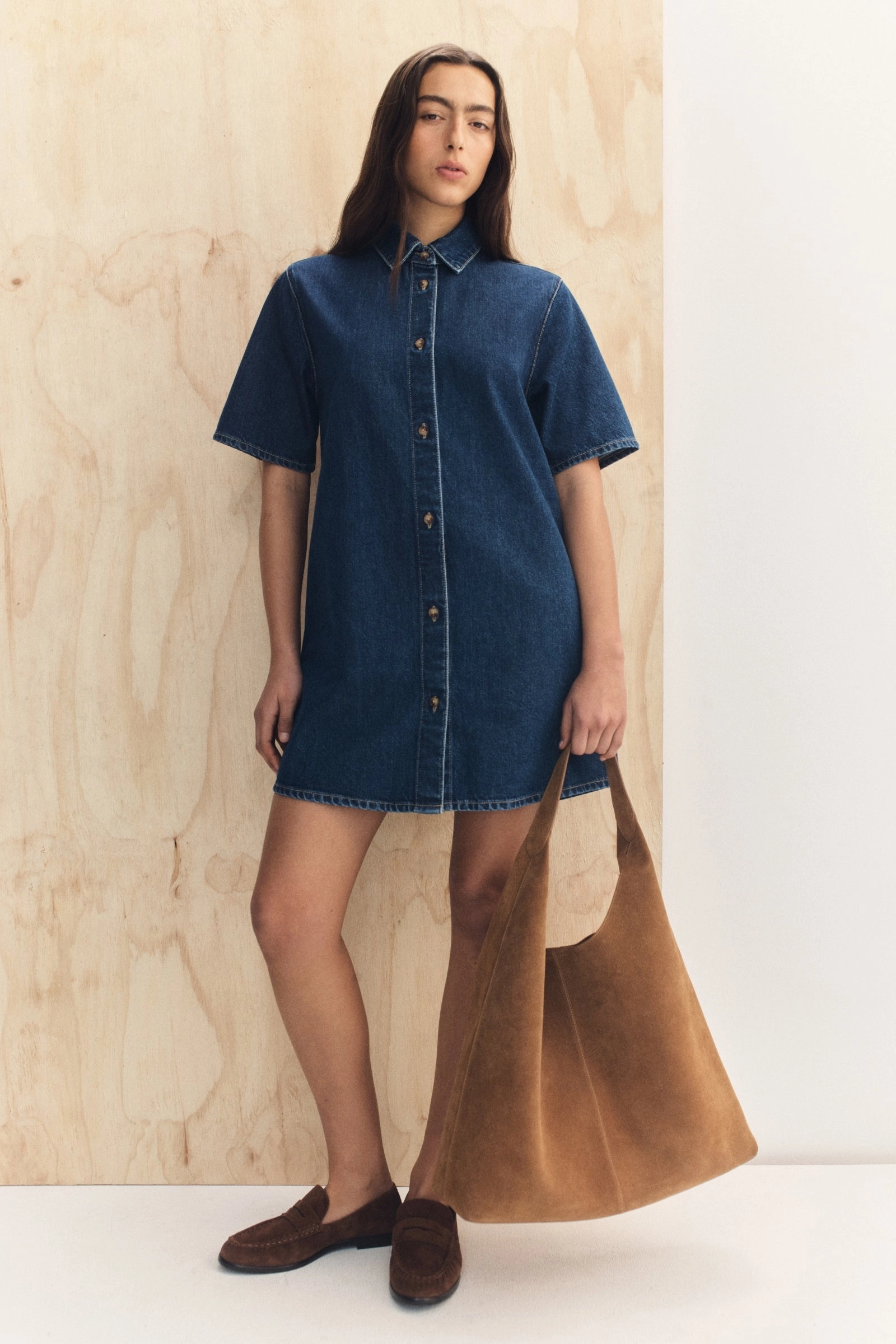 Weekend Favorite Perfect Length Neera Denim Mini Shirt Dress