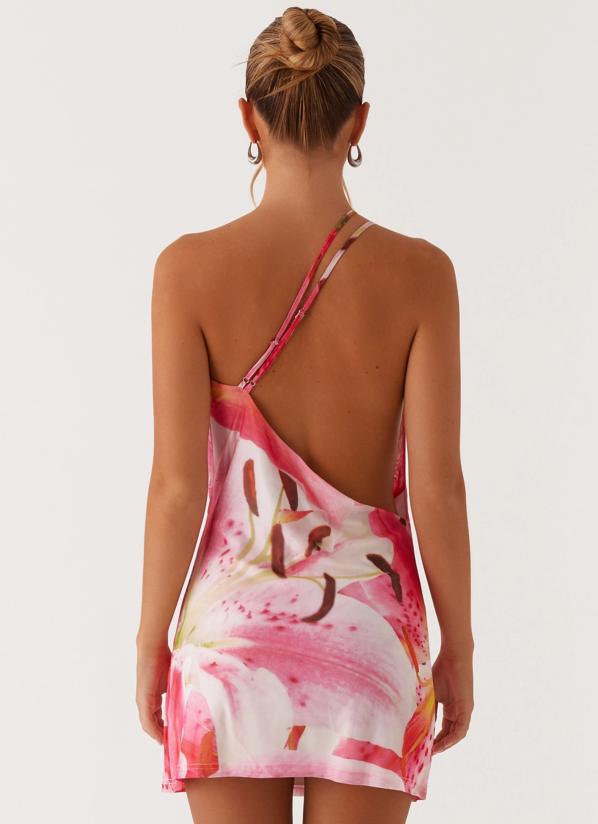 Bohemian Bliss Mesh Mini Dress - White Pink Lilly Layered Fabric