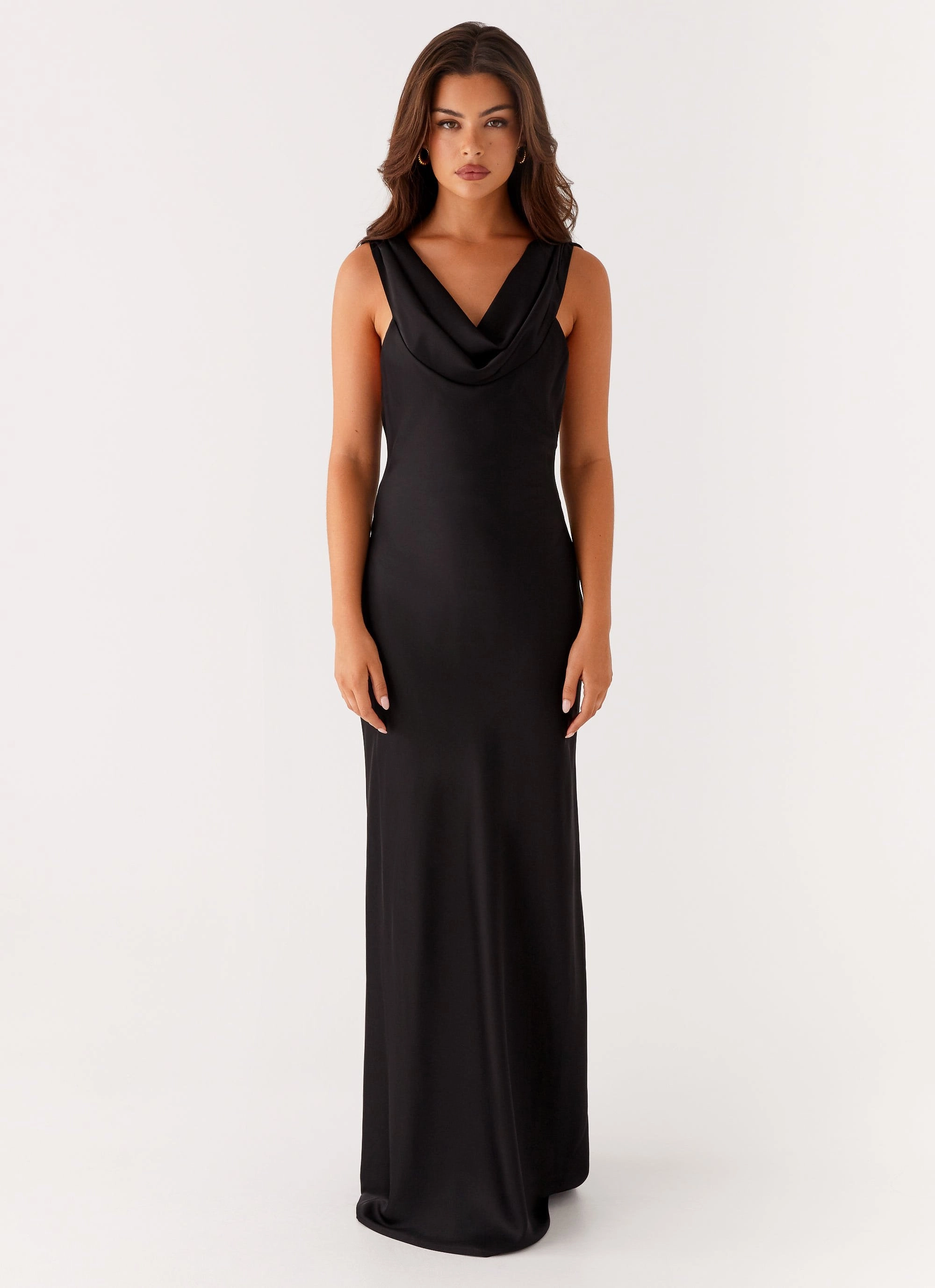 Button Accent Arya Maxi Dress - Black