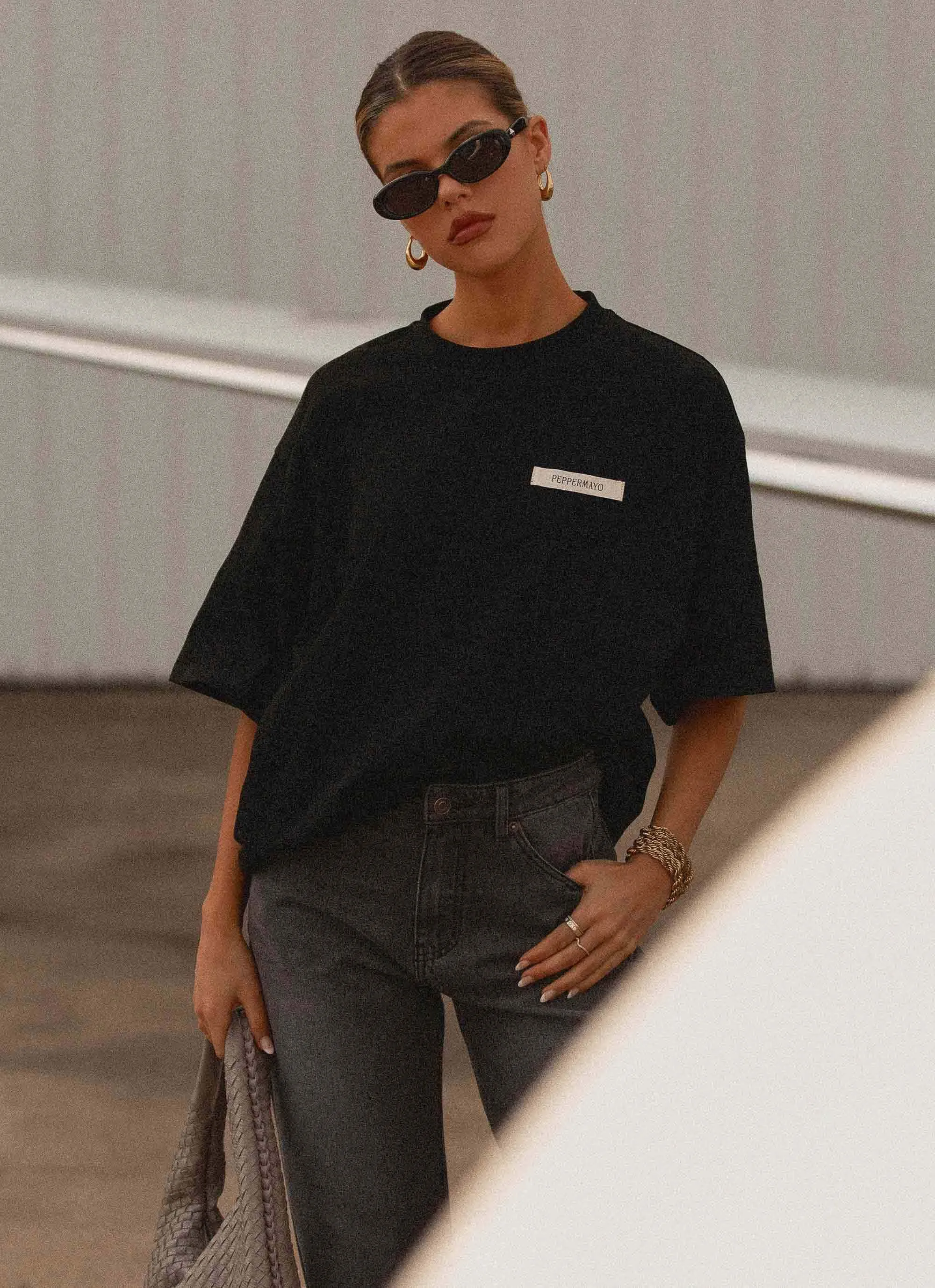Formal Elegance Signature Oversized Tee - Black