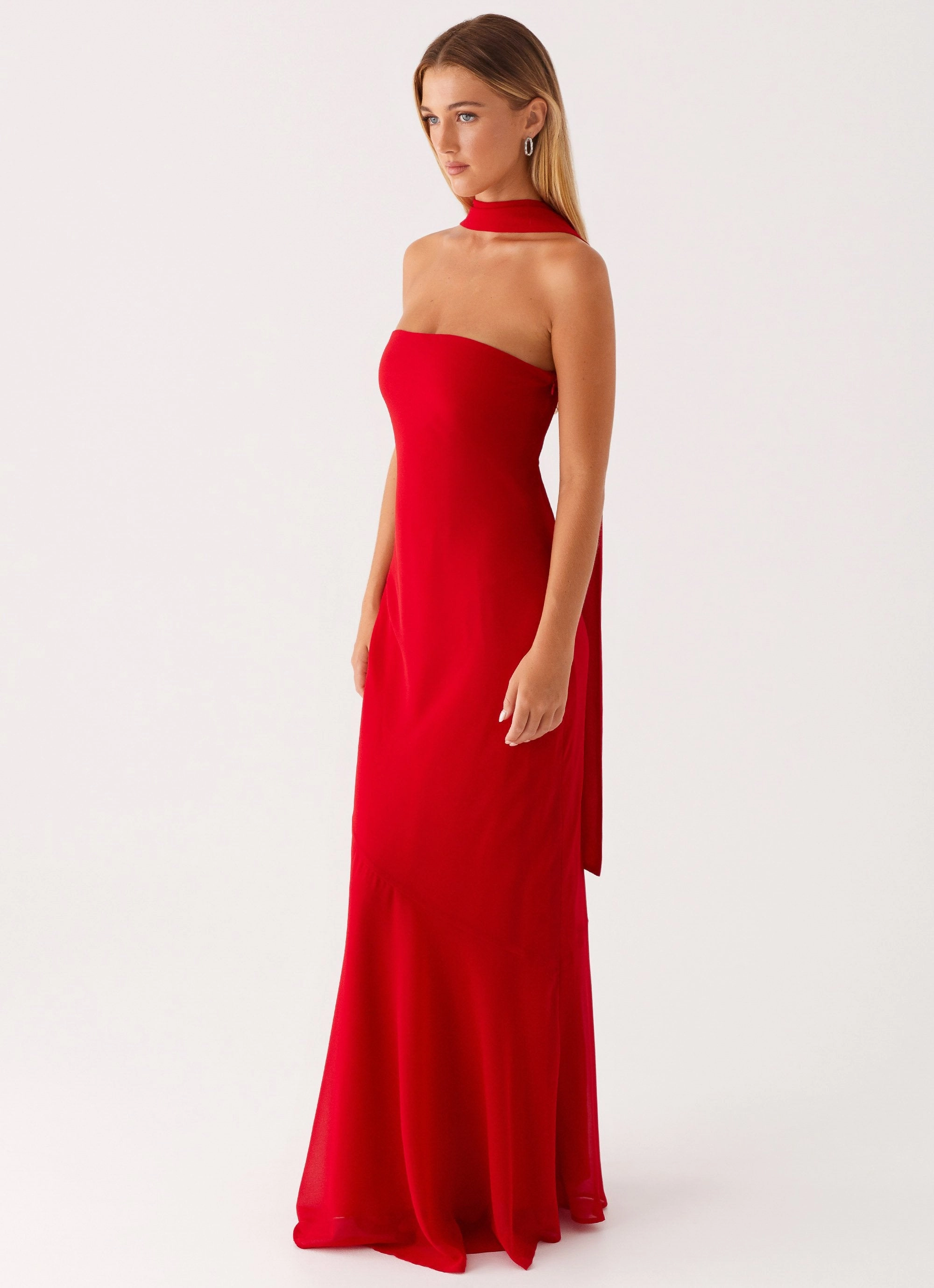 Under The Pagoda Maxi Dress - Red Zip Ease