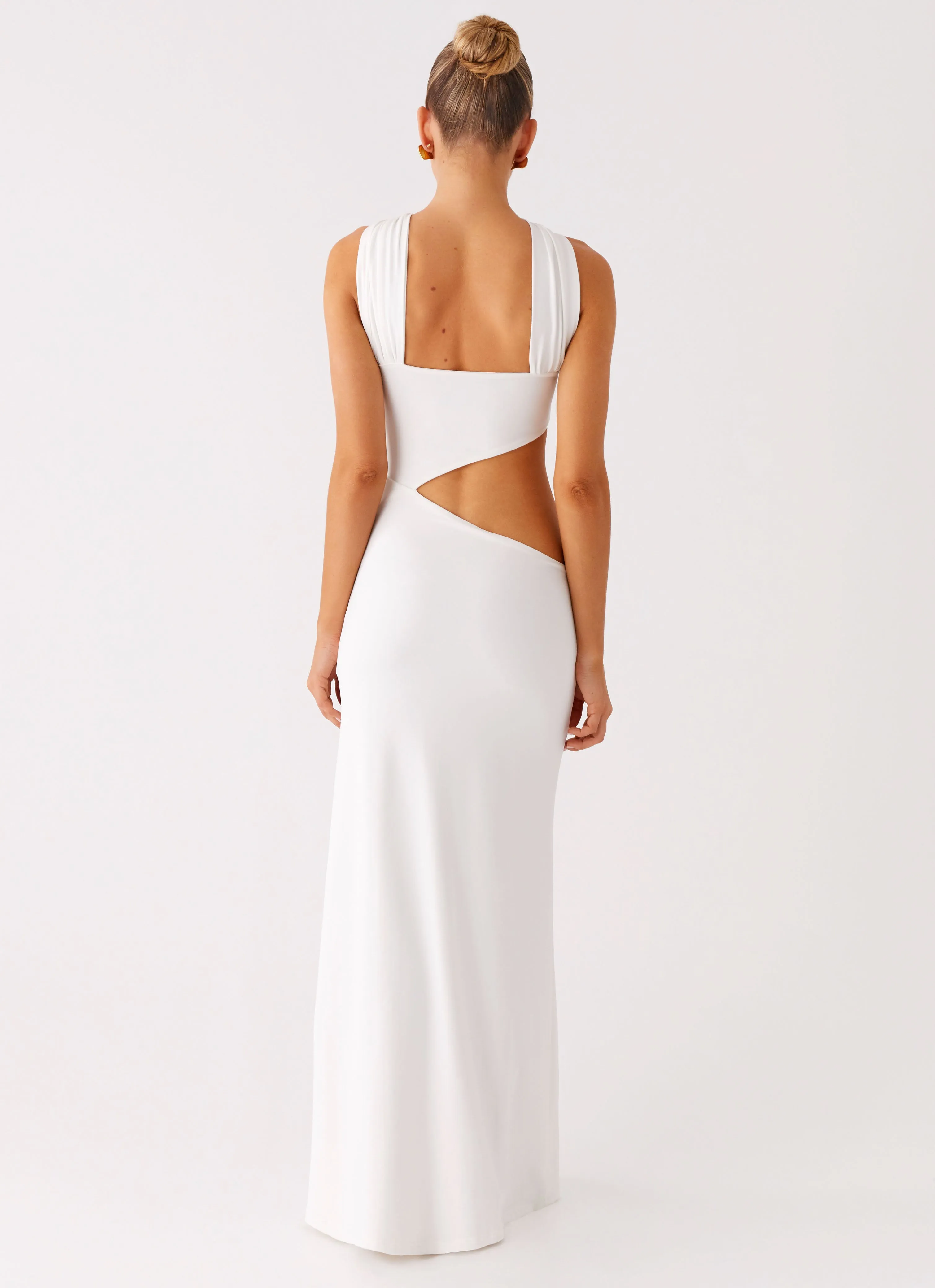 Trendy Outfit Stretchy Cloth Juliander Knot Maxi Dress - White
