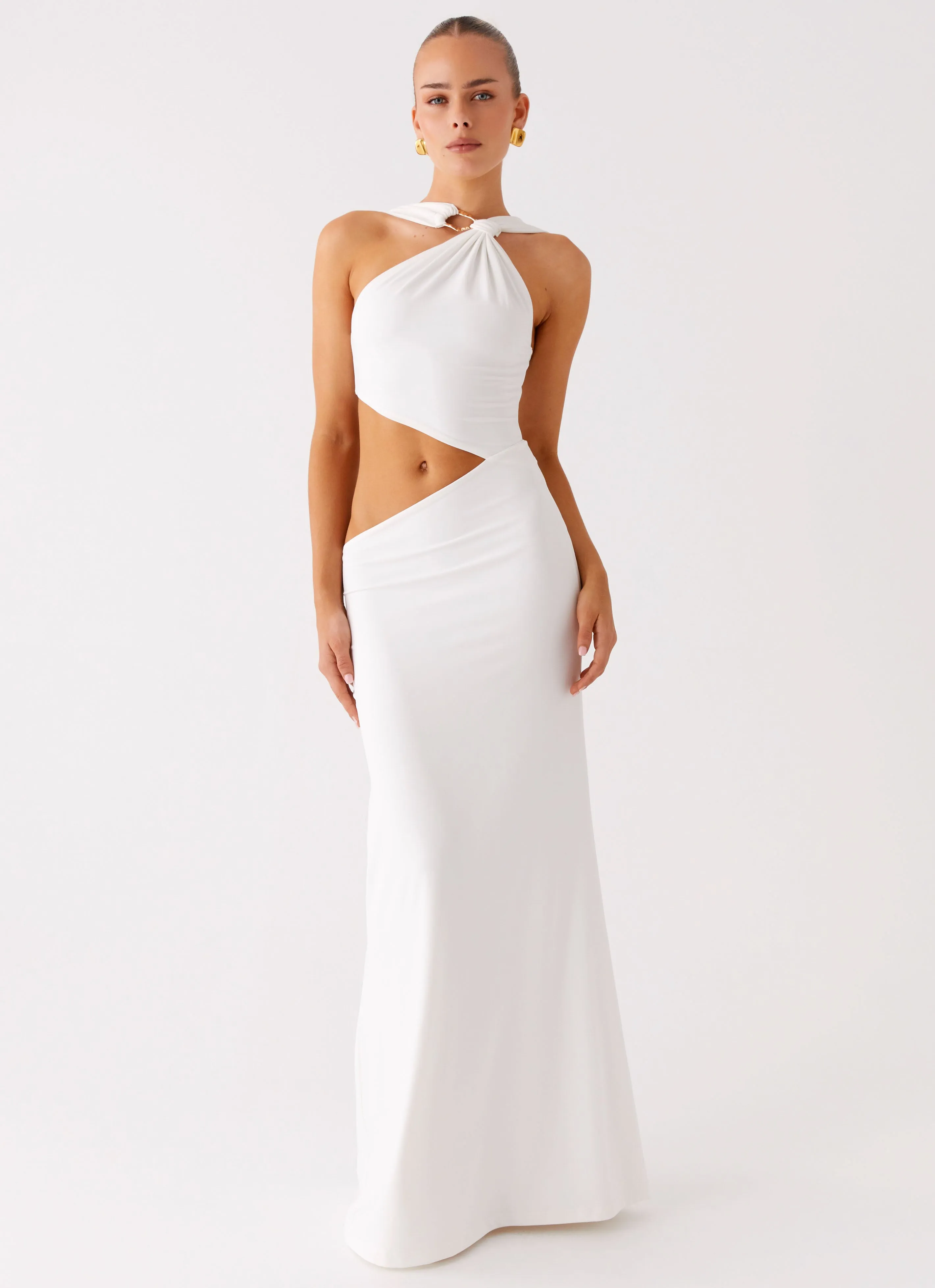Animal Print Juliander Knot Maxi Dress - White