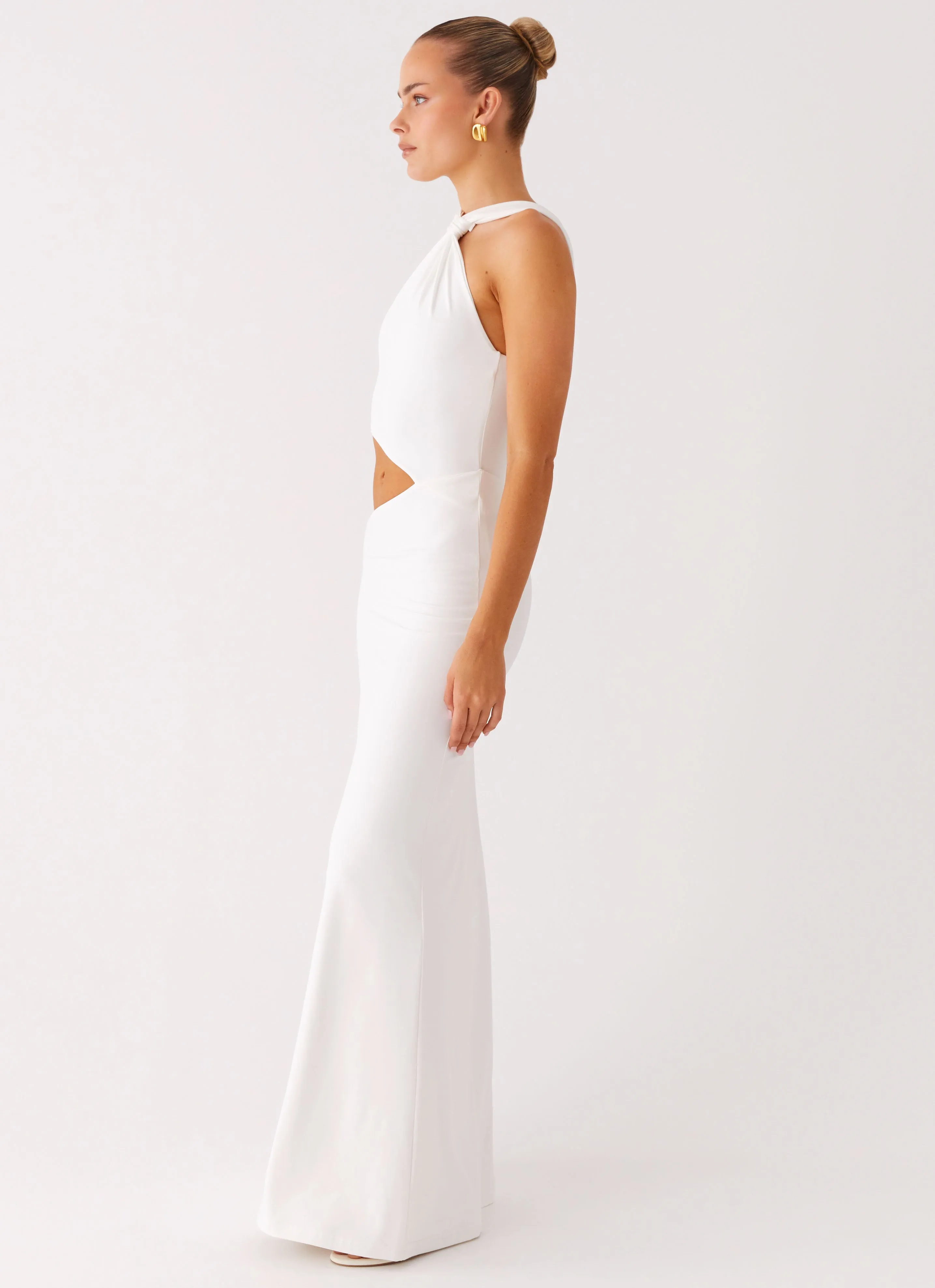 Juliander Knot Maxi Dress - White youth trend Petite Cut