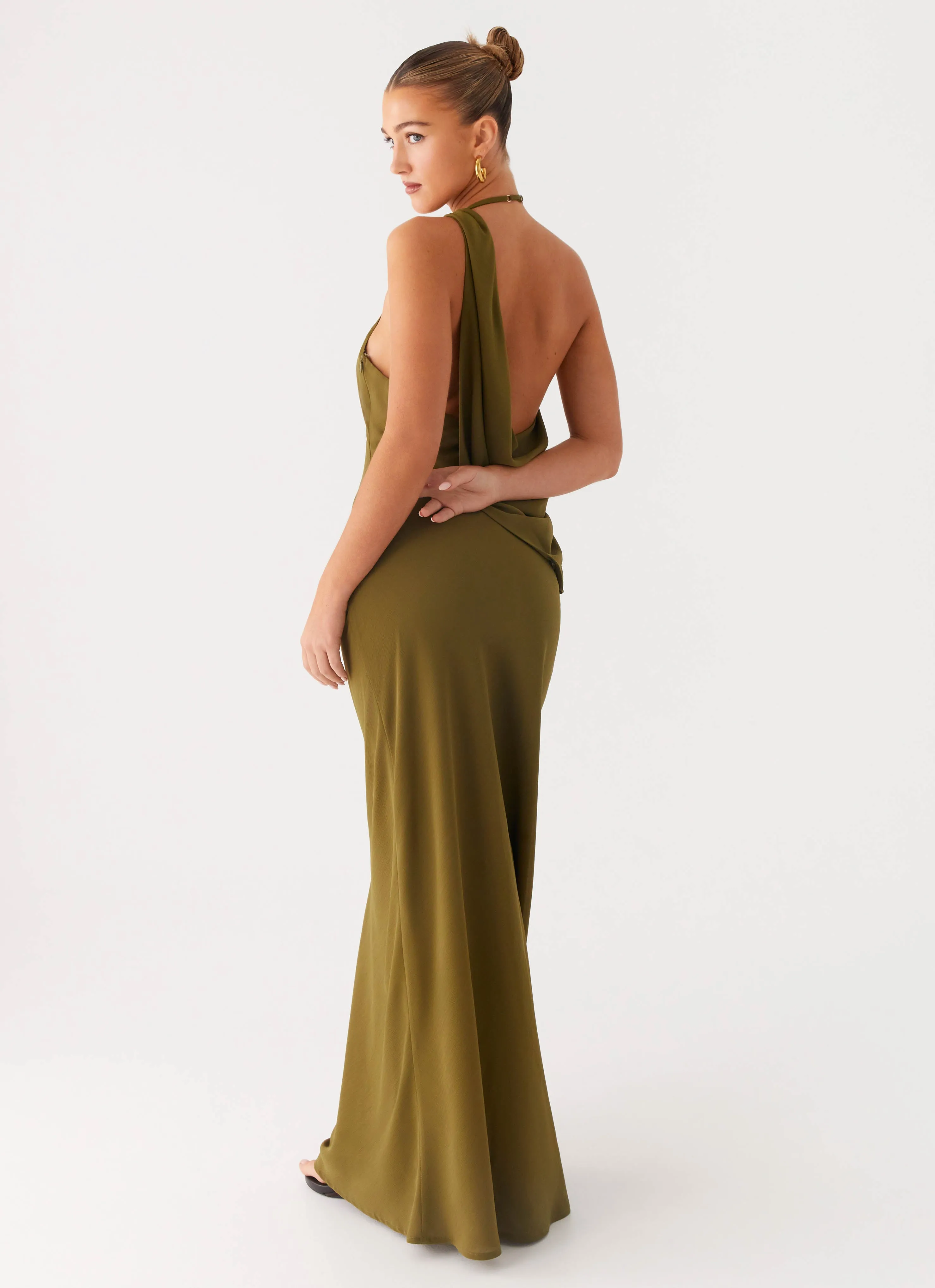 Chic Look Non Iron Material Opal Glow Maxi Dress - Khaki