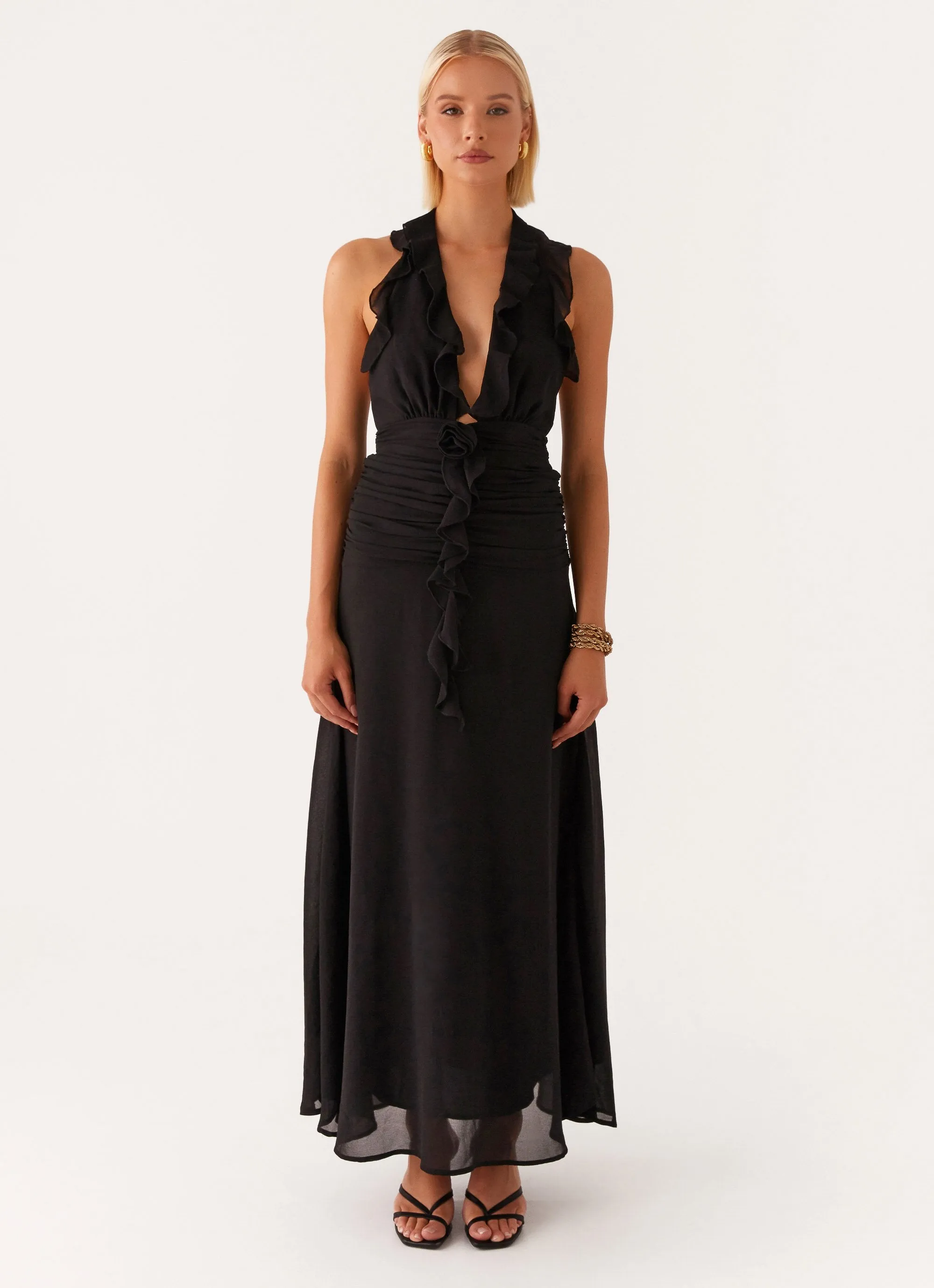 Camouflage Style What You Need Frill Maxi Dress - Black
