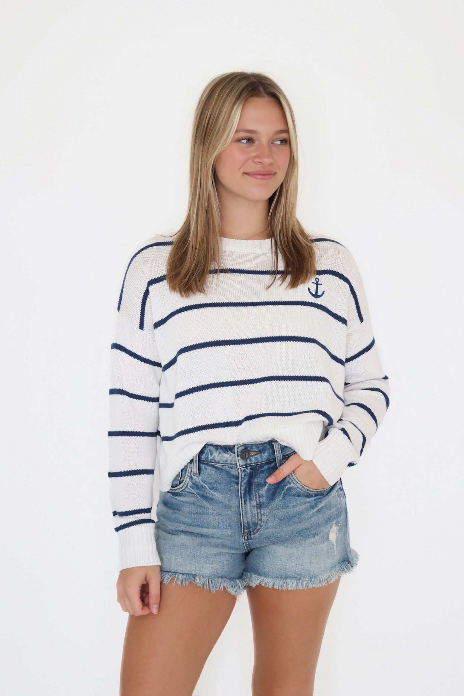 Anchors Away Sweater (FINAL SALE) Reverseble Design RibbedTrims