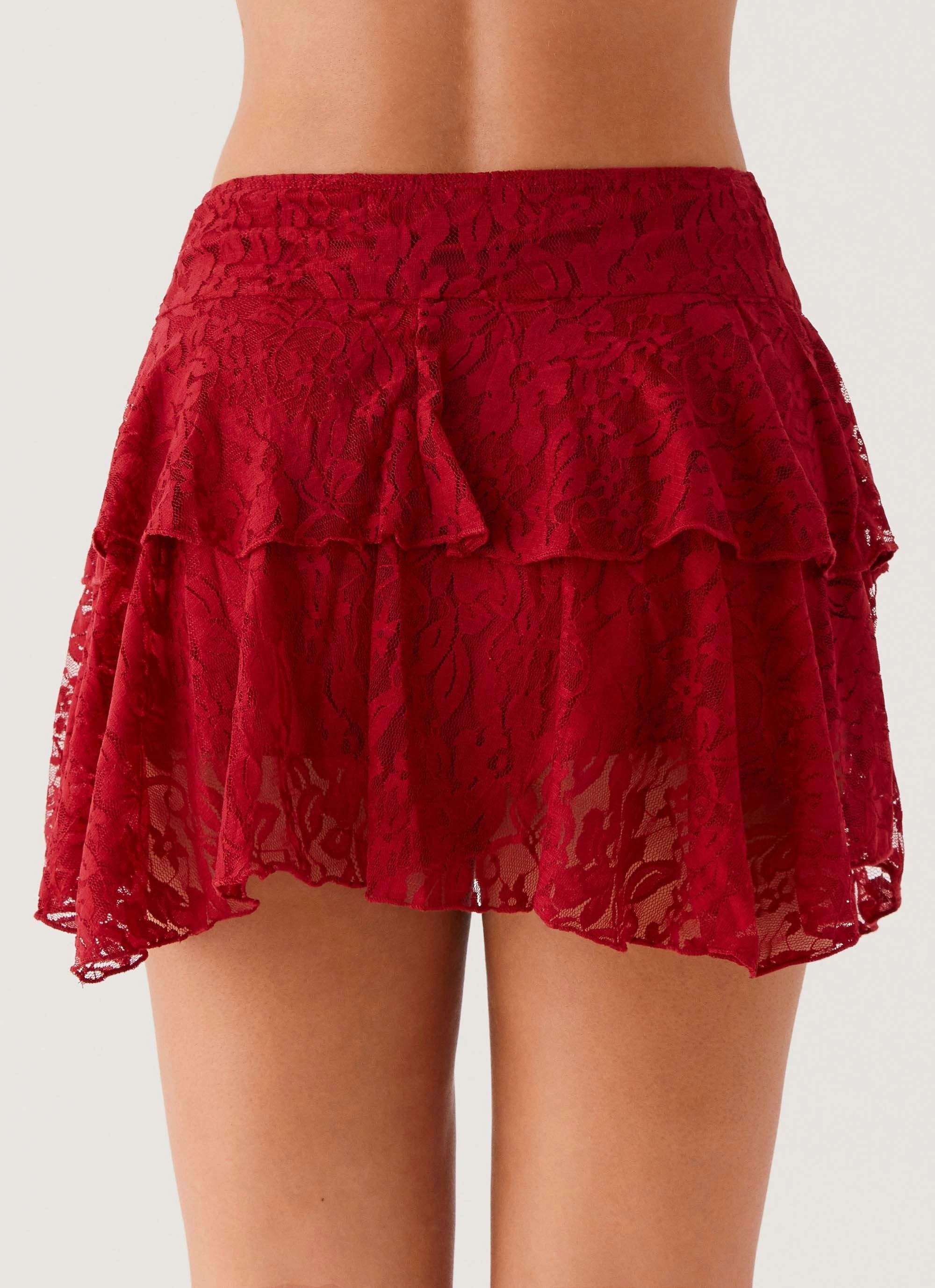 hypoallergenic material Party All Night Frill Mini Skirt - Maroon