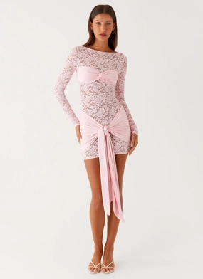Consie Long Sleeve Mini Dress - Pink Power Soft
