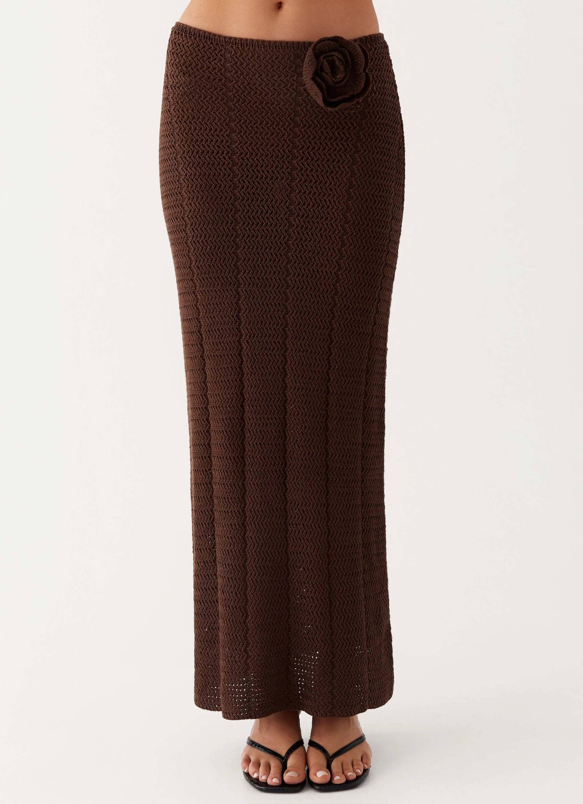 Kelcie Rose Crochet Maxi Skirt - Chocolate Chill Look