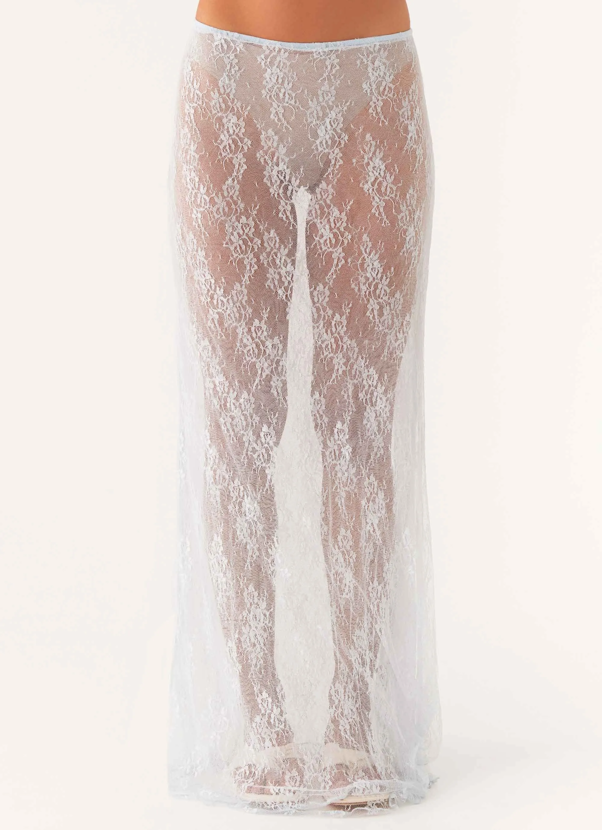 Caden Lace Maxi Skirt - Blue Crossback Strap