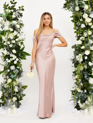 Contemporary Fit Cowl Neck Maxi Satin Dress / Blush Cowl Neck Maxi Satin Dress / Blush Clear Blush Effortless weekend dress