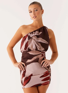 Contemporary Design Indianna Mini Dress - Cinnamon Palm Trendy Look Indianna Mini Dress - Cinnamon Palm