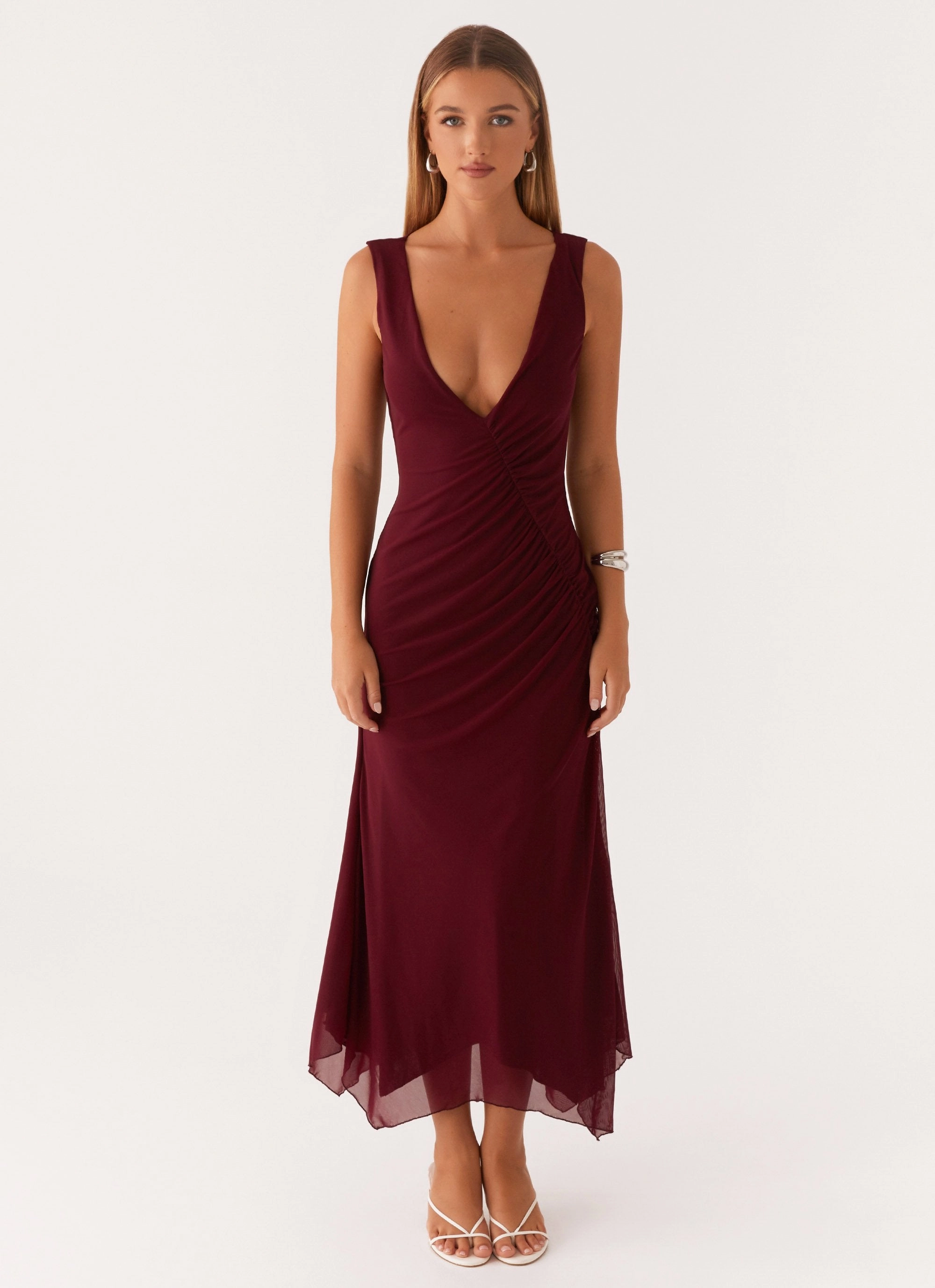 Murphy Maxi Dress - Deep Maroon Light Fit Chic Style Wear