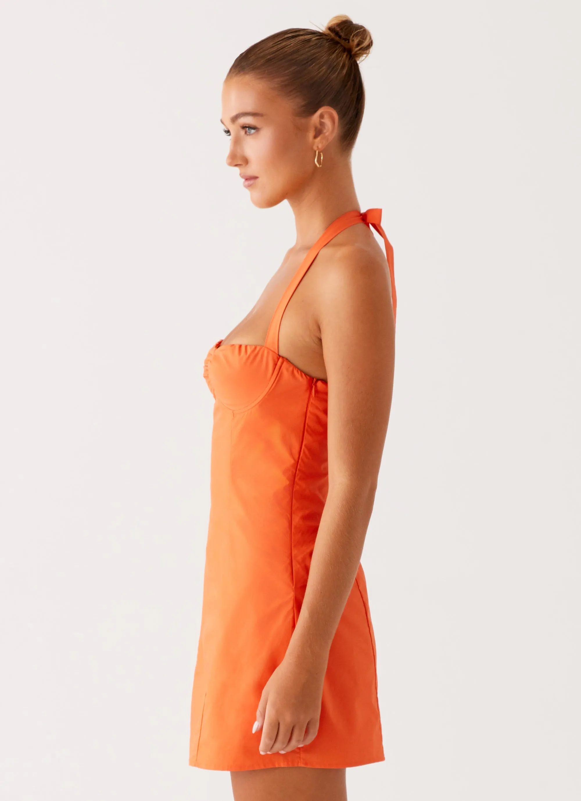 Contessa Halter Mini Dress - Orange High-Quality Fabric