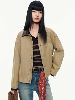 Contrast Collar Cotton Coat