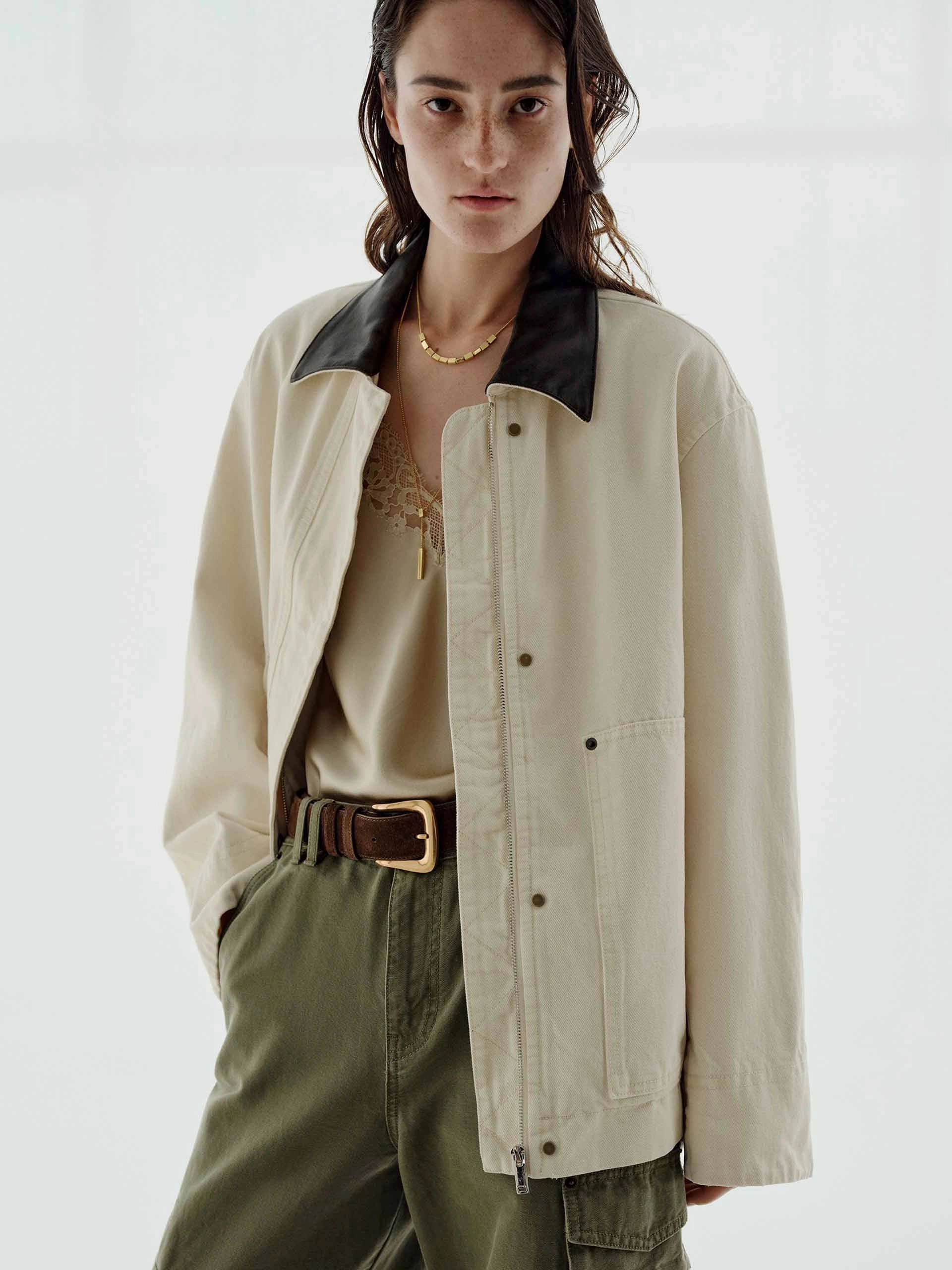 Contrast Collar Denim Jacket