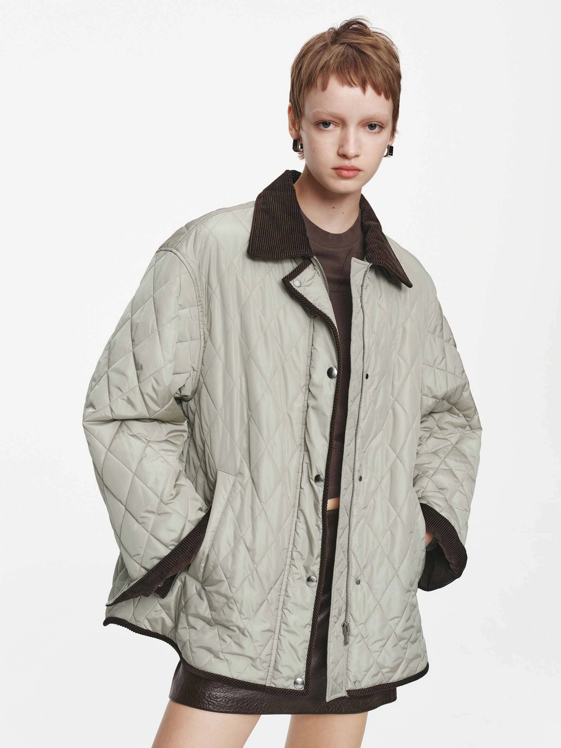 Contrast Detail Quilted Down Jacket